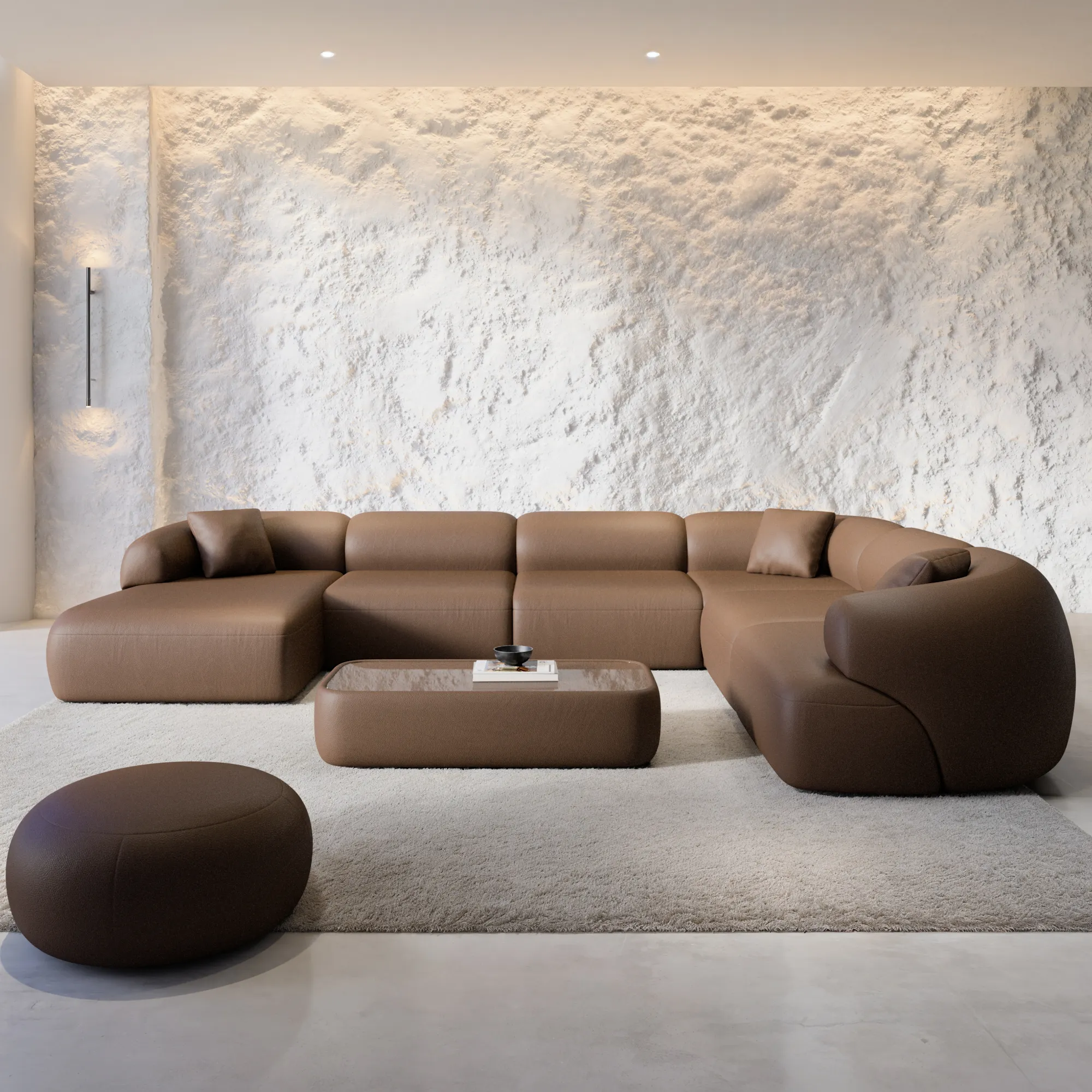 Echtleder U-Form XXL Wohnlandschaft Poliva – Bild 4