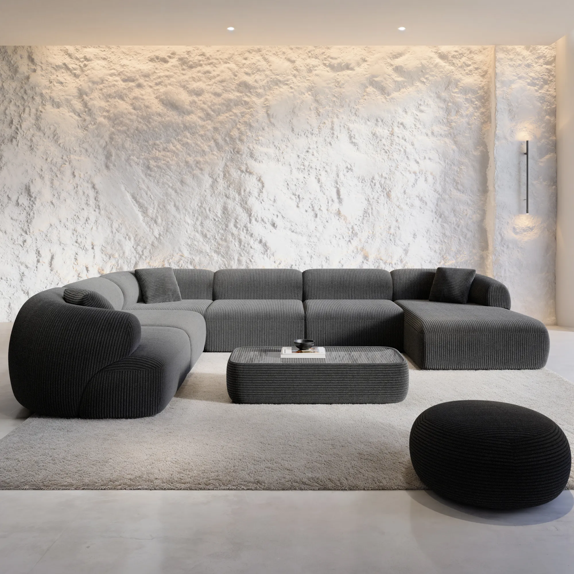 Cord U-Form XXL Wohnlandschaft Poliva – Bild 2