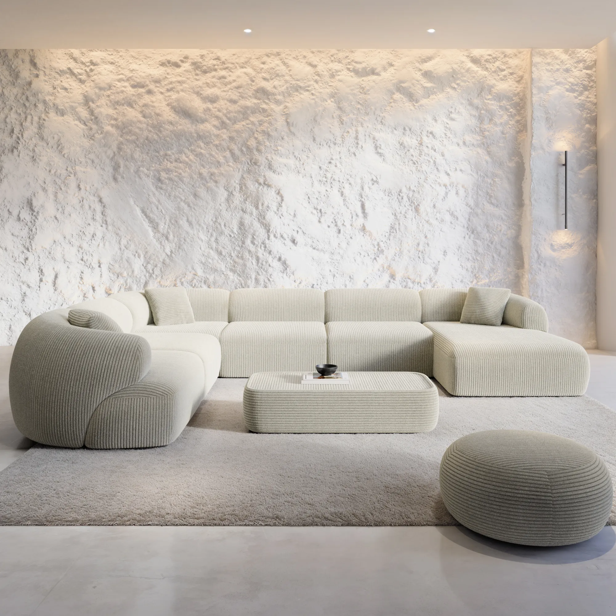 Cord U-Form XXL Wohnlandschaft Poliva – Bild 3