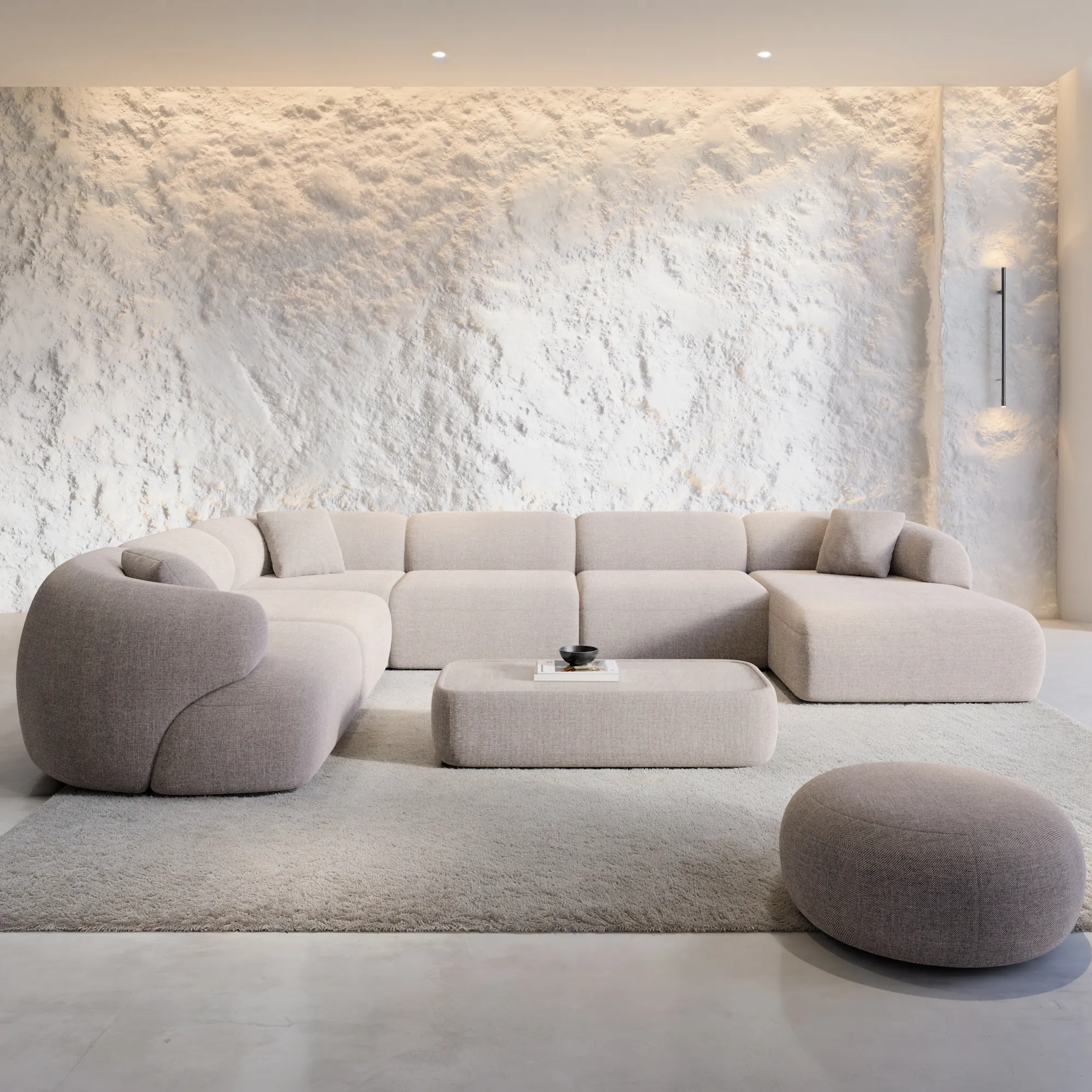 Strukturstoff U-Form XXL Wohnlandschaft Poliva – Bild 13