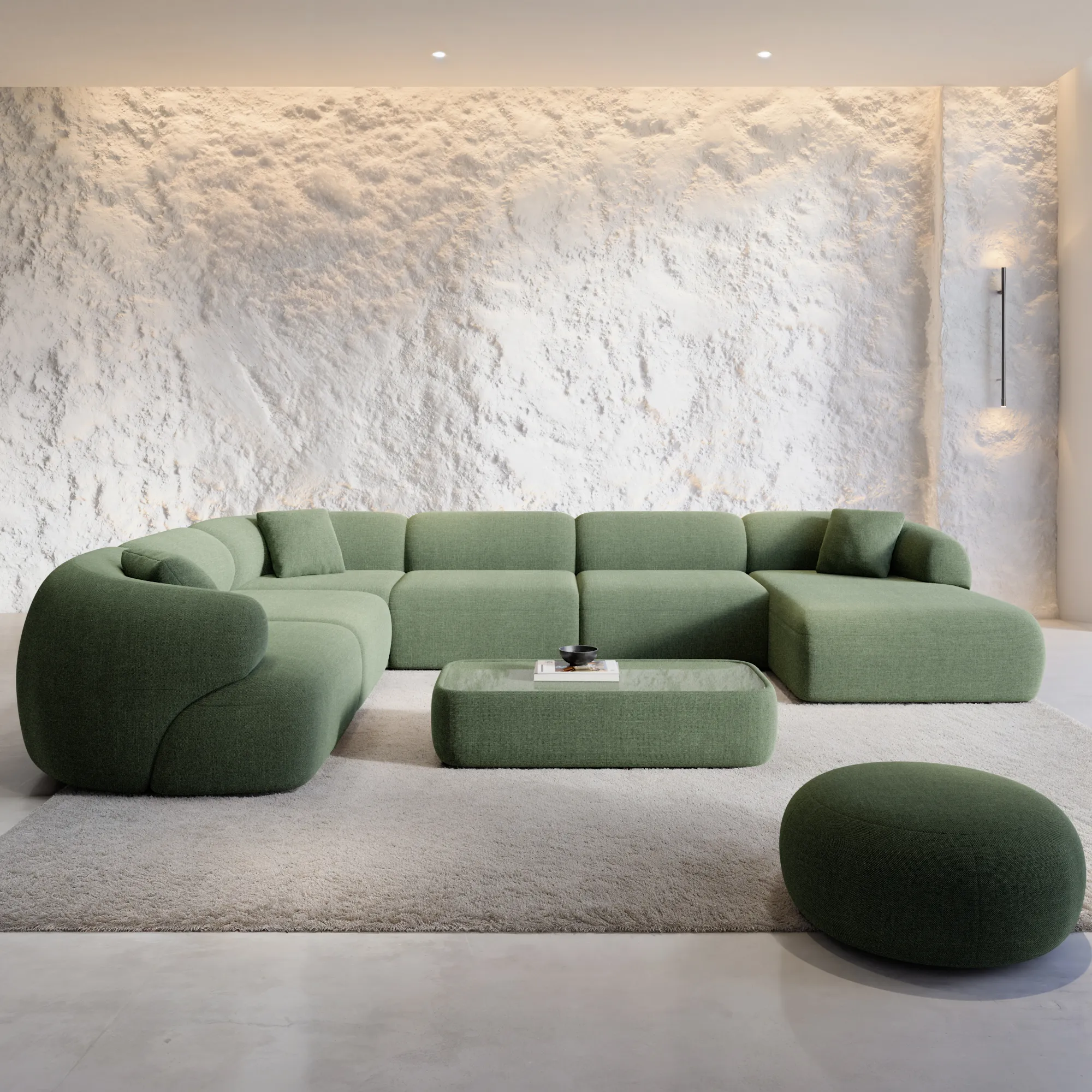 Strukturstoff U-Form XXL Wohnlandschaft Poliva – Bild 18