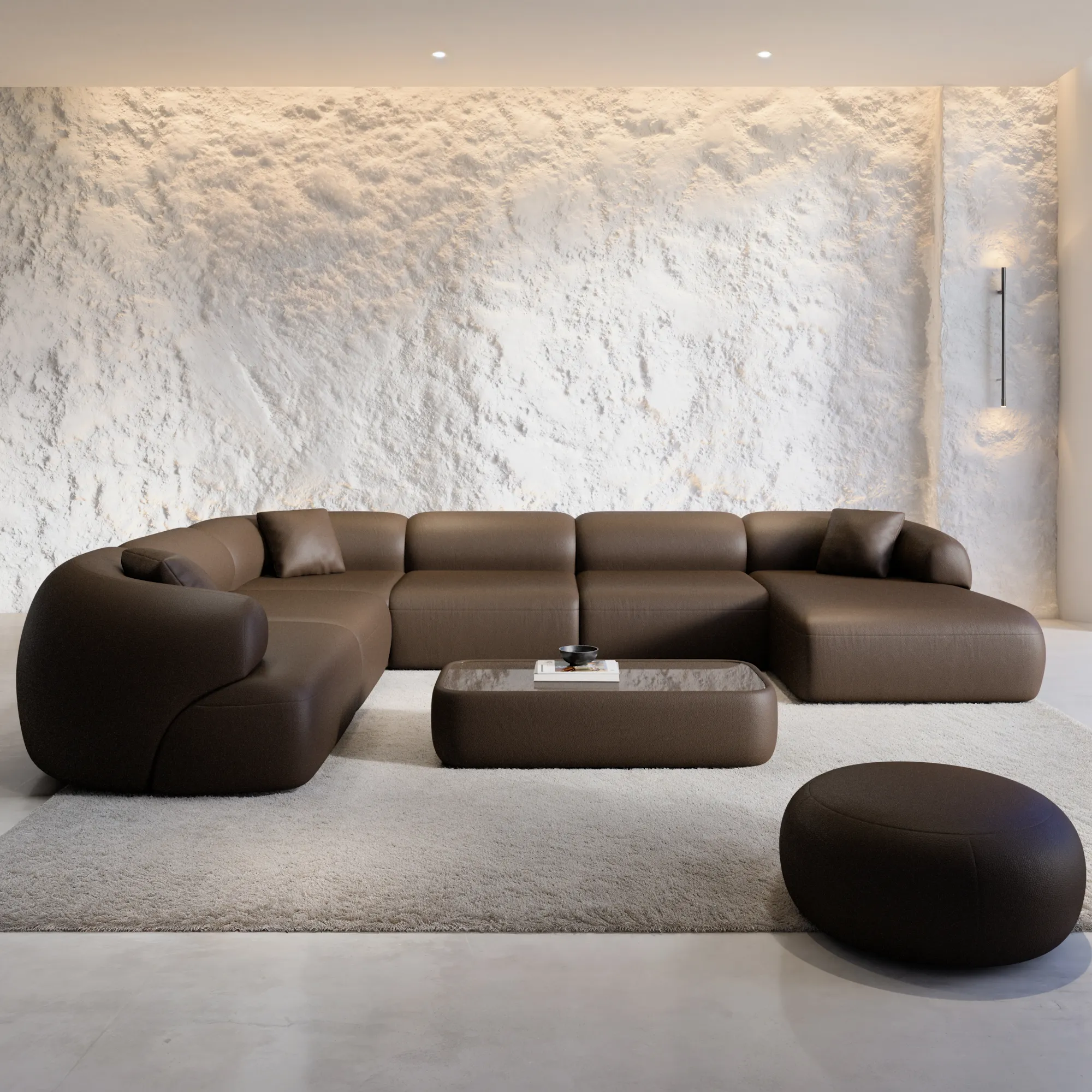 Echtleder U-Form XXL Wohnlandschaft Poliva – Bild 14