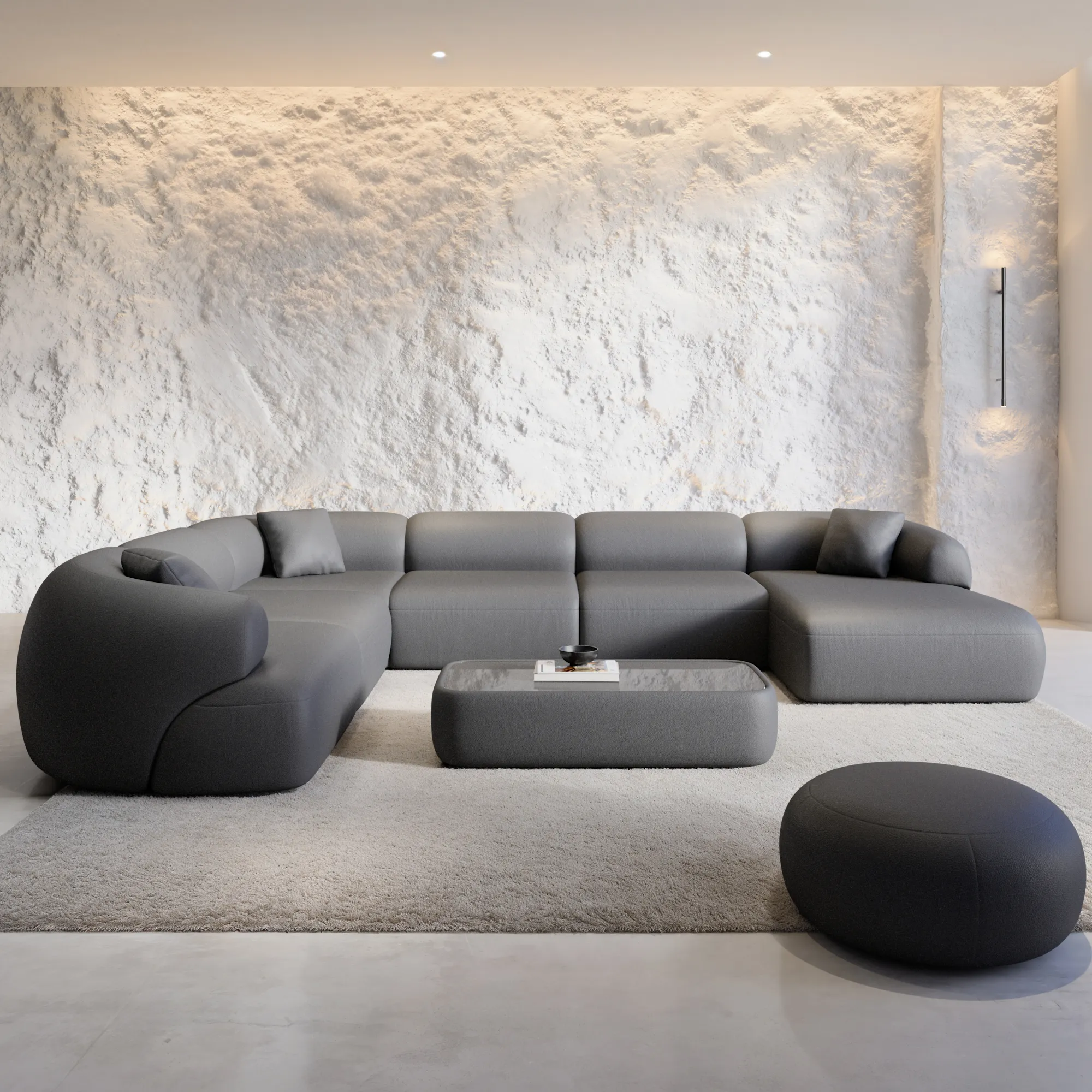 Kunstleder U-Form XXL Wohnlandschaft Poliva – Bild 9