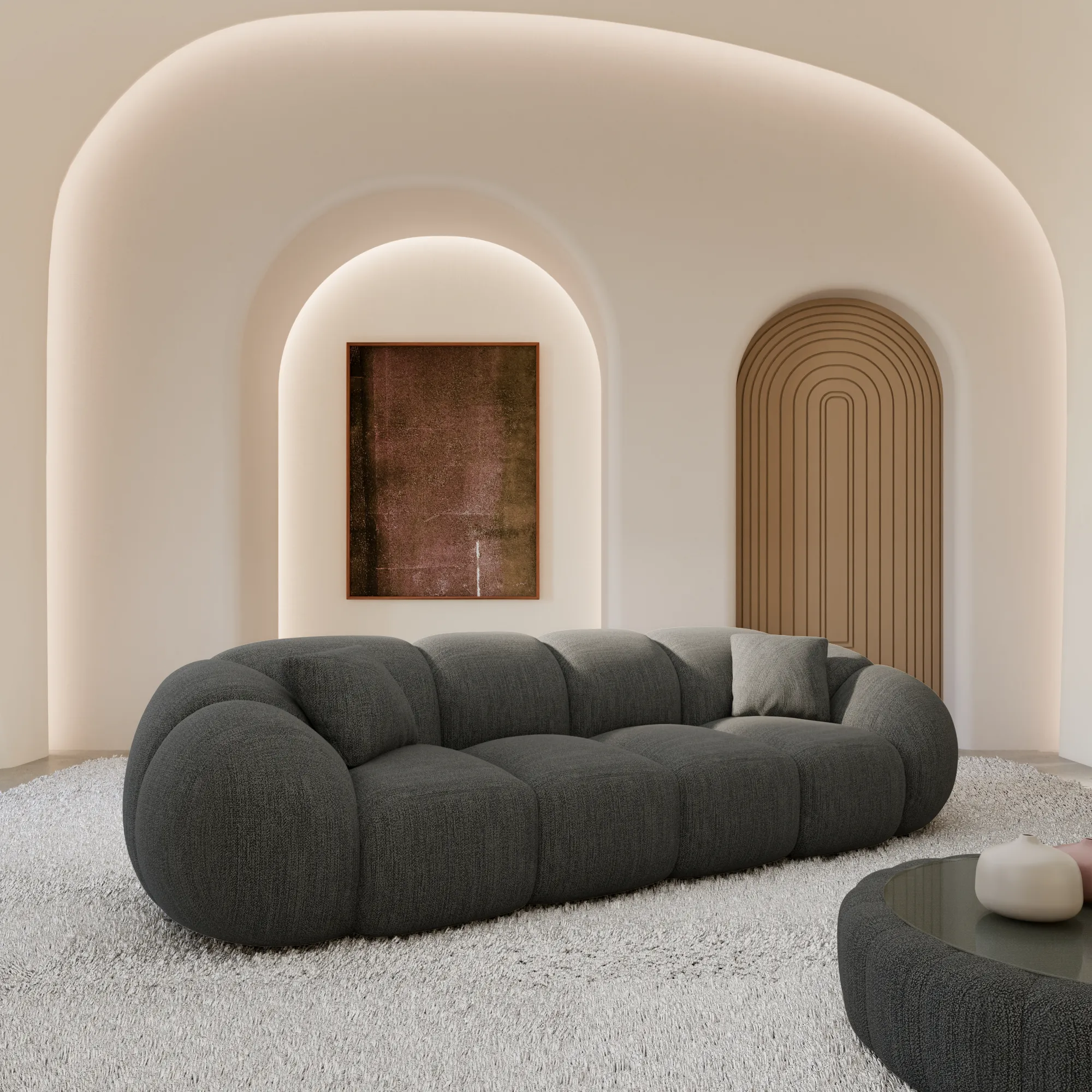 Strukturstoff 4-Sitzer Couch Savira – Bild 6