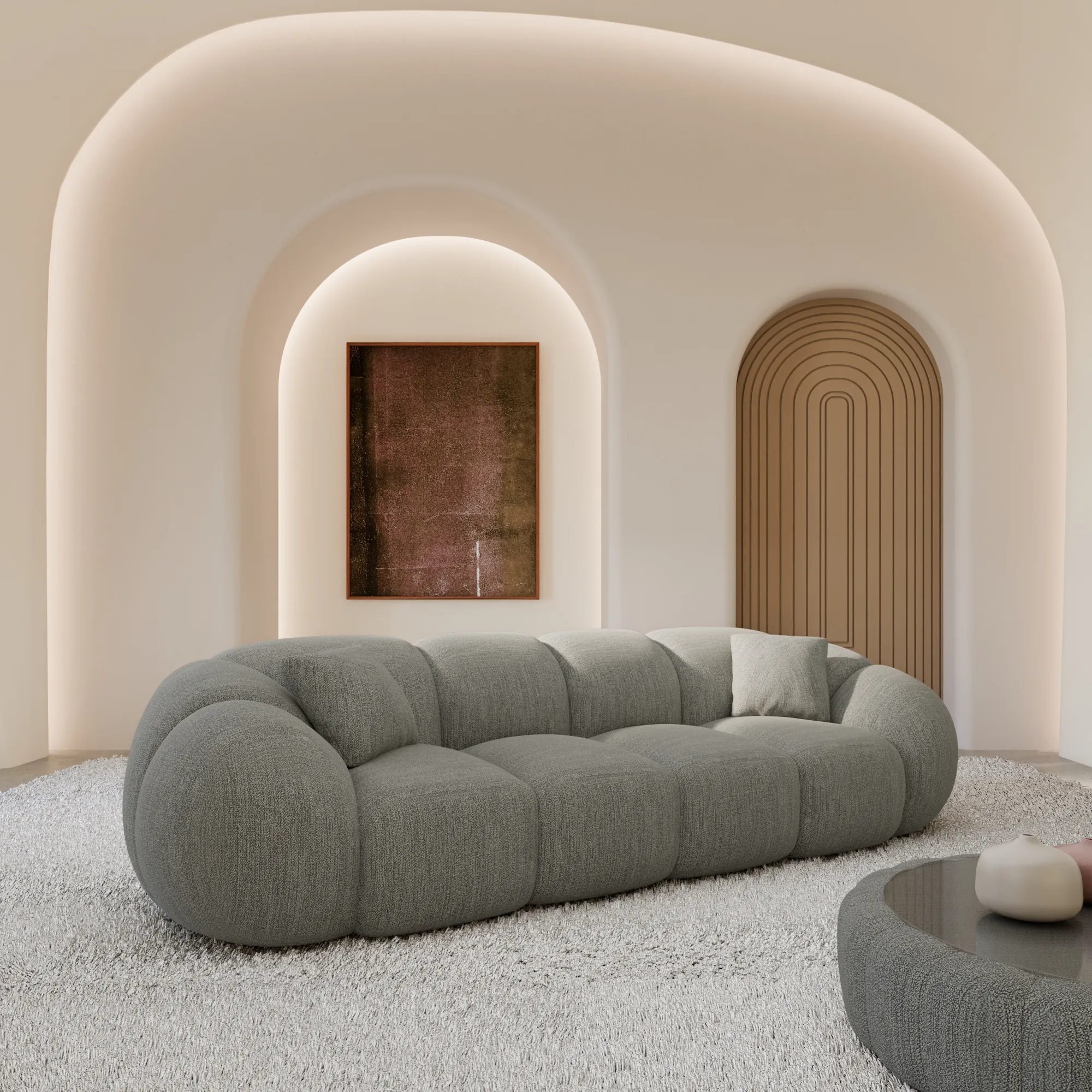 Strukturstoff 4-Sitzer Couch Savira – Bild 3