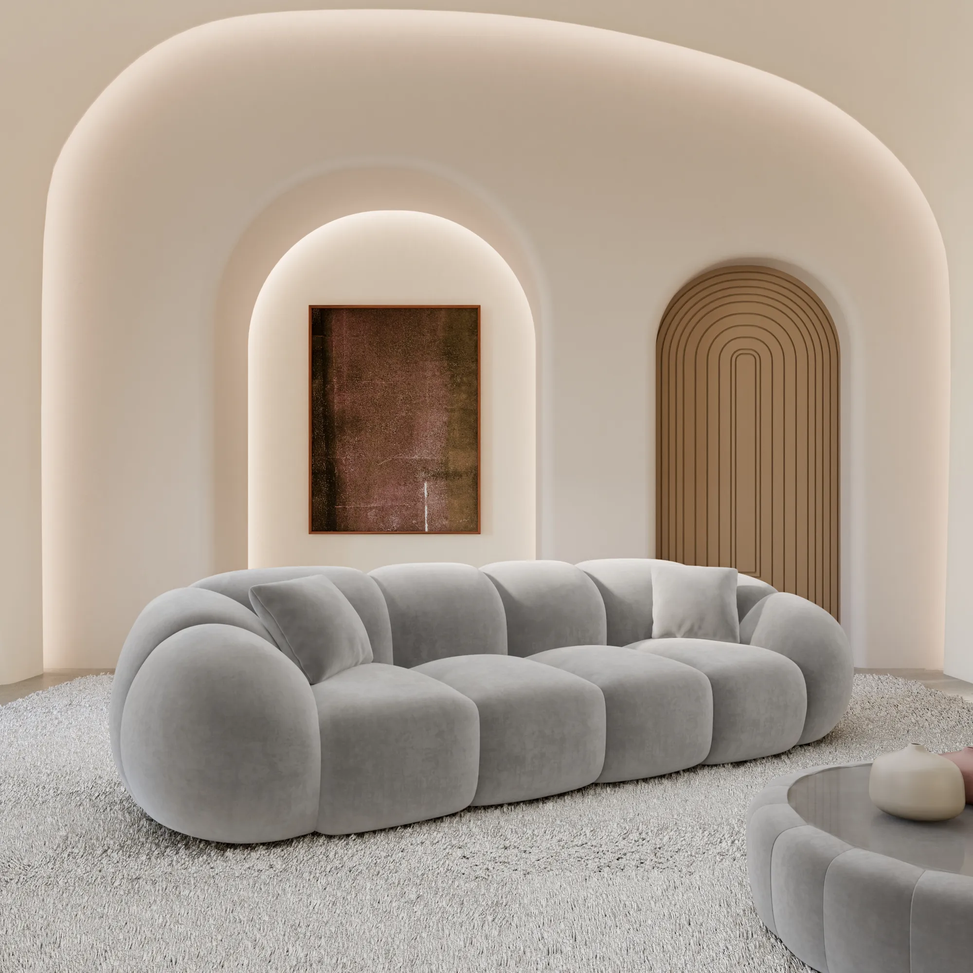 Samtstoff 4-Sitzer Couch Savira – Bild 3