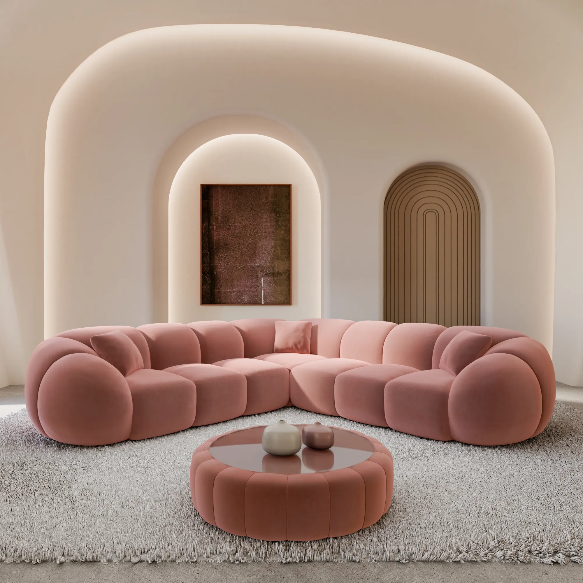 Samtstoff Ecksofa Savira