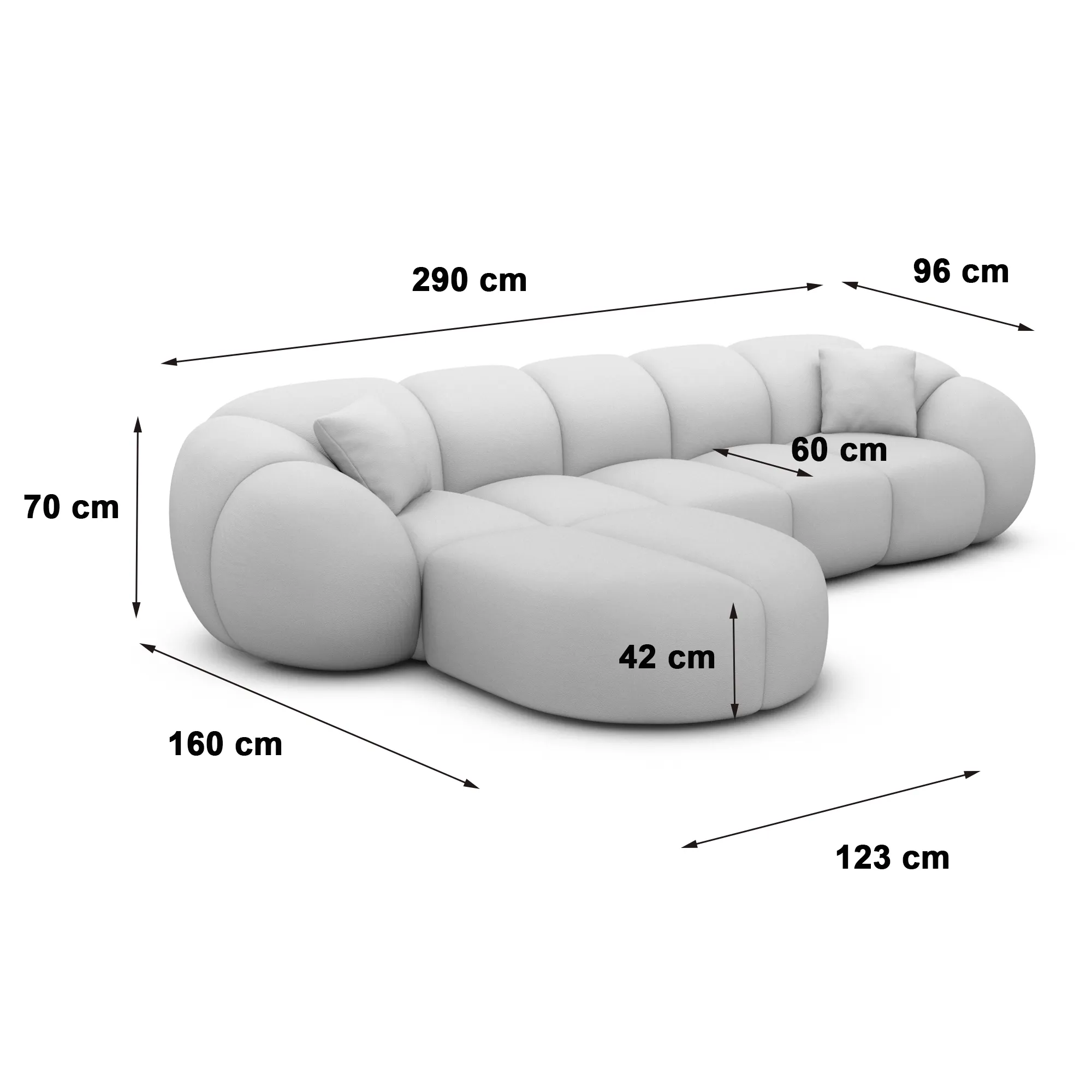 Bouclé L-Form Sofa Savira – Bild 28