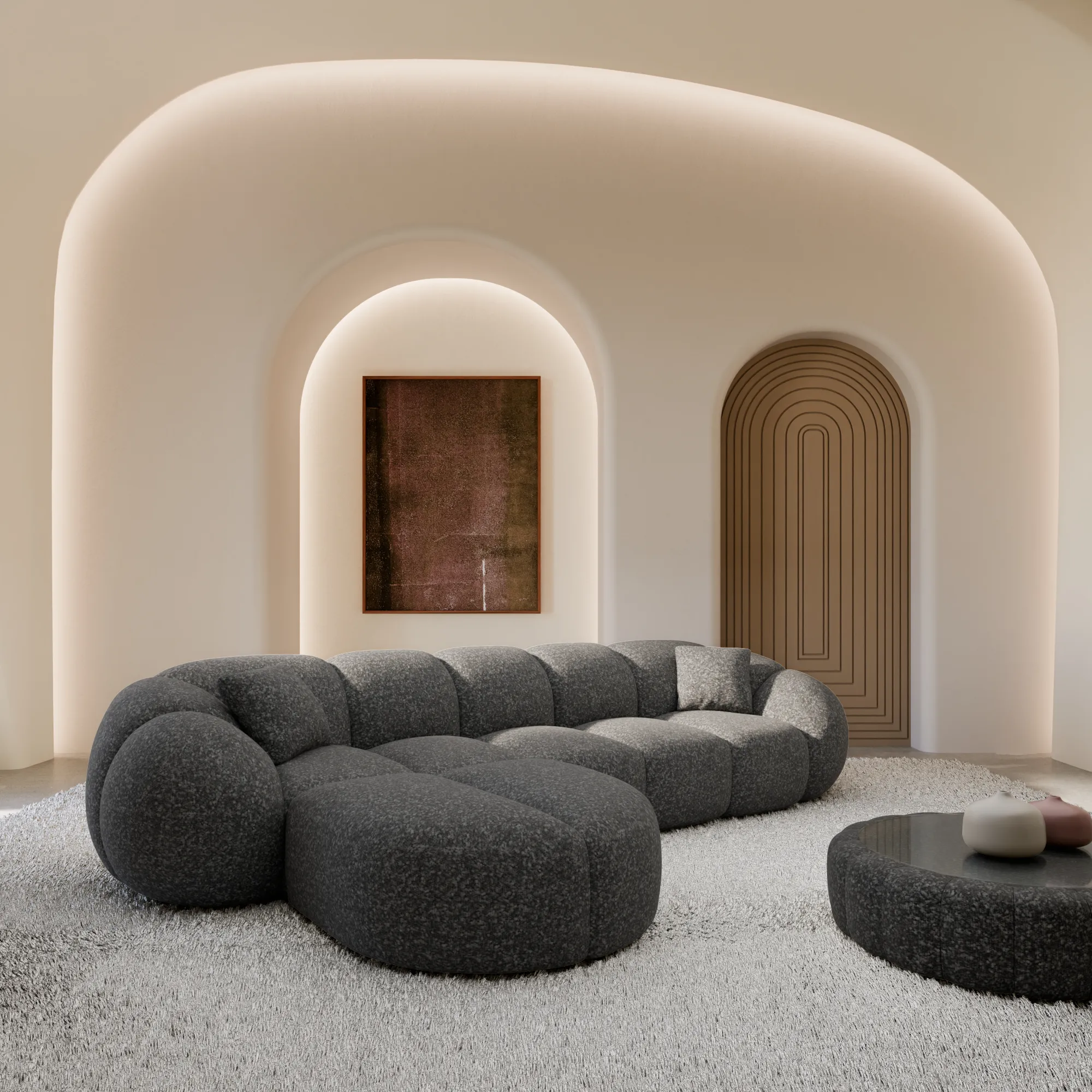 Bouclé L-Form Sofa Savira – Bild 4