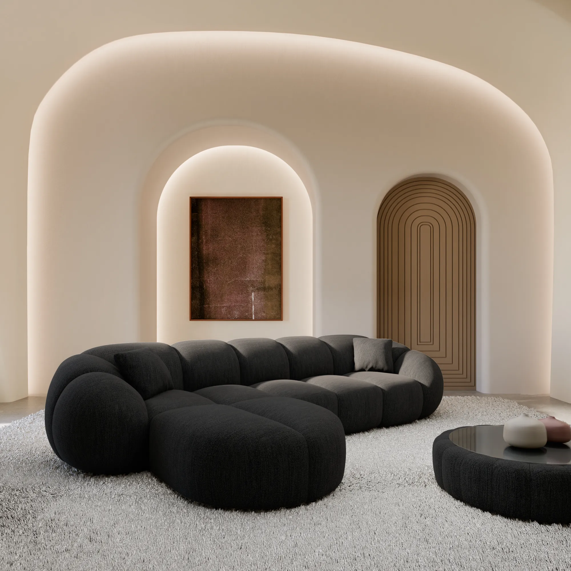 Strukturstoff L-Form Sofa Savira – Bild 7