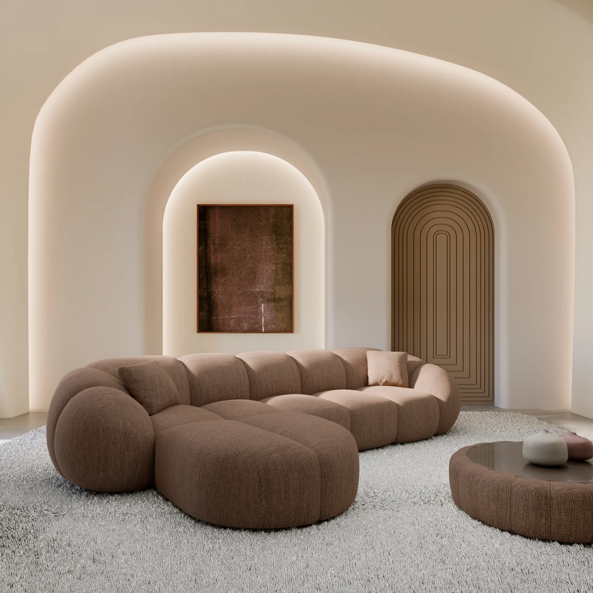 Strukturstoff L-Form Sofa Savira – Bild 8