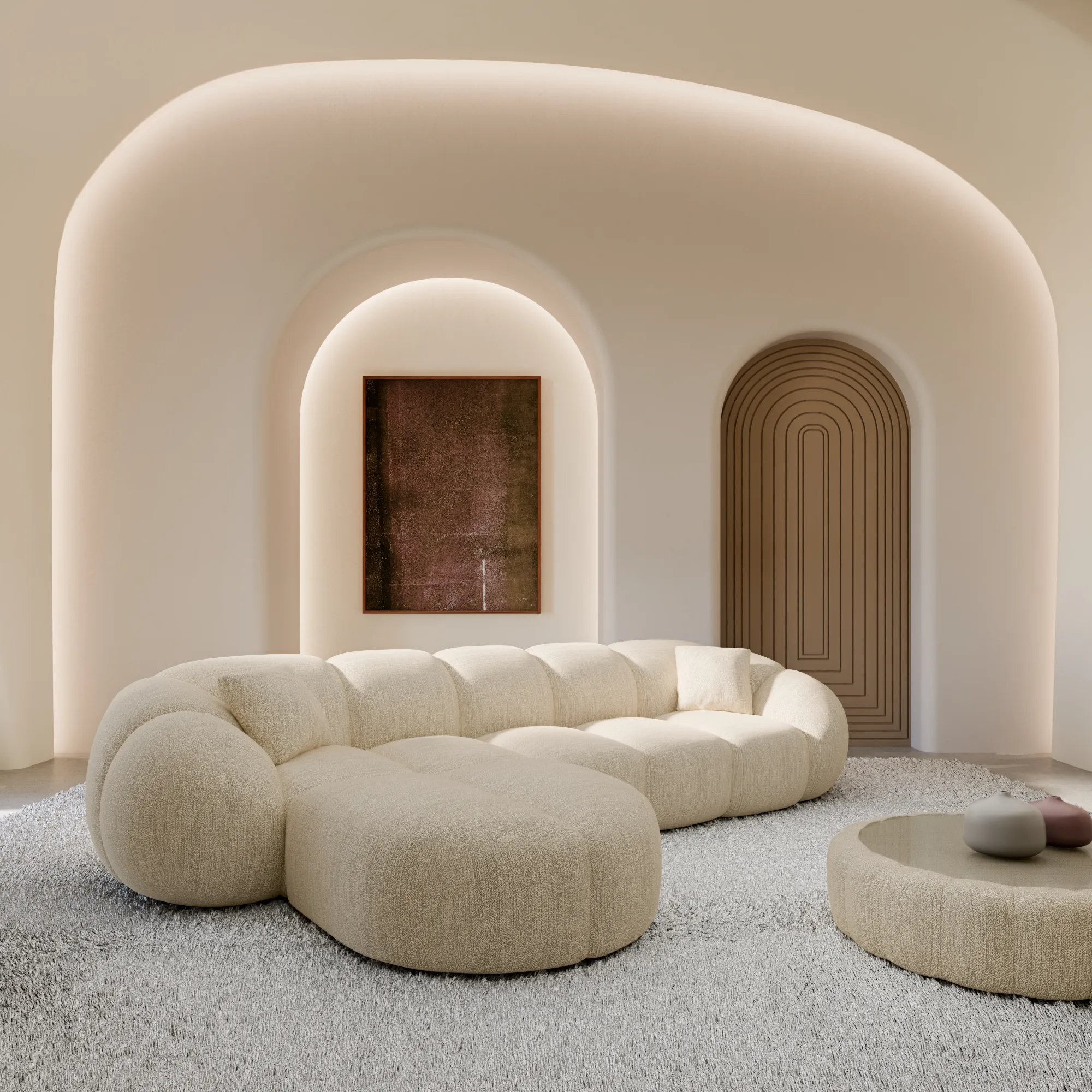 Strukturstoff L-Form Sofa Savira – Bild 9