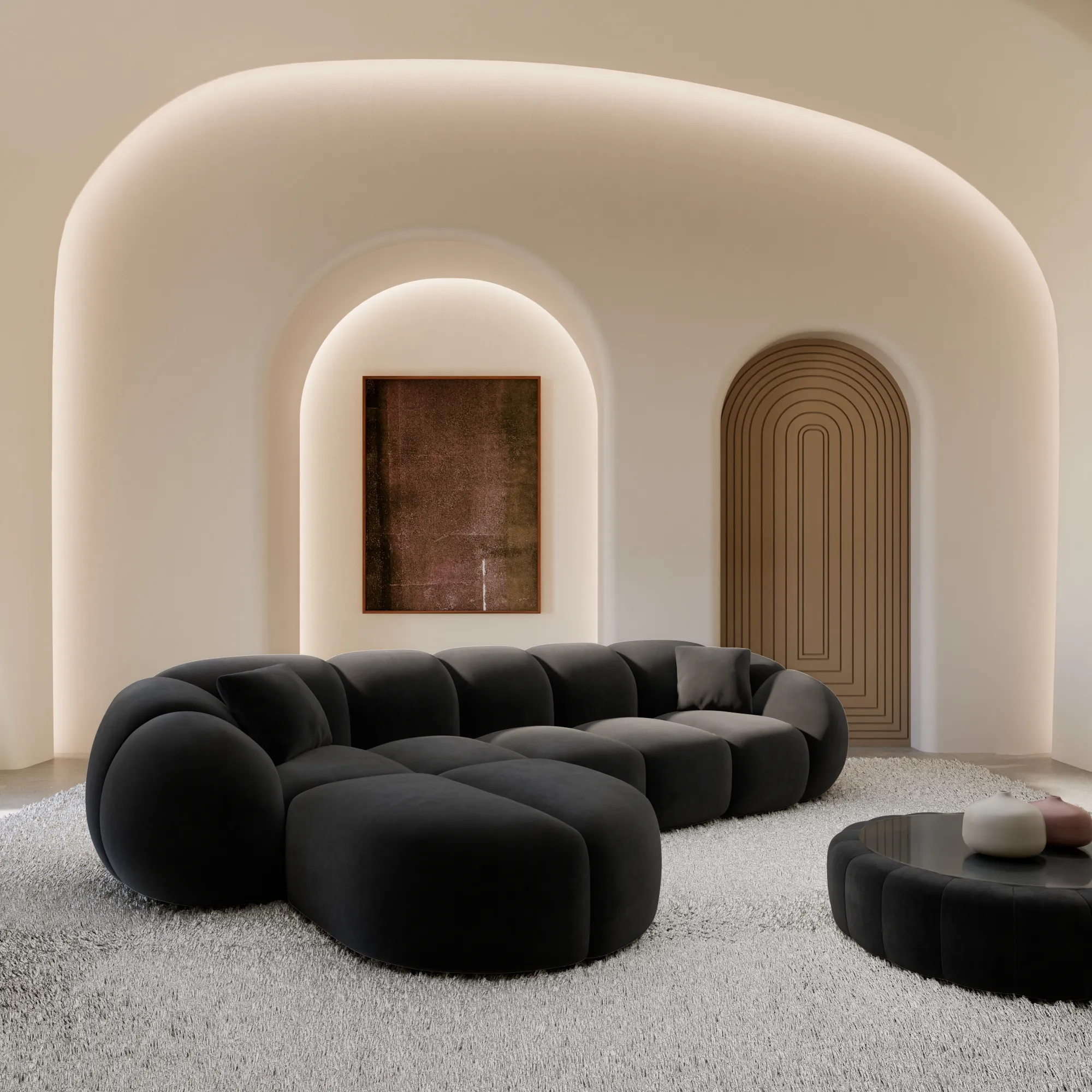 Samtstoff L-Form Sofa Savira – Bild 13
