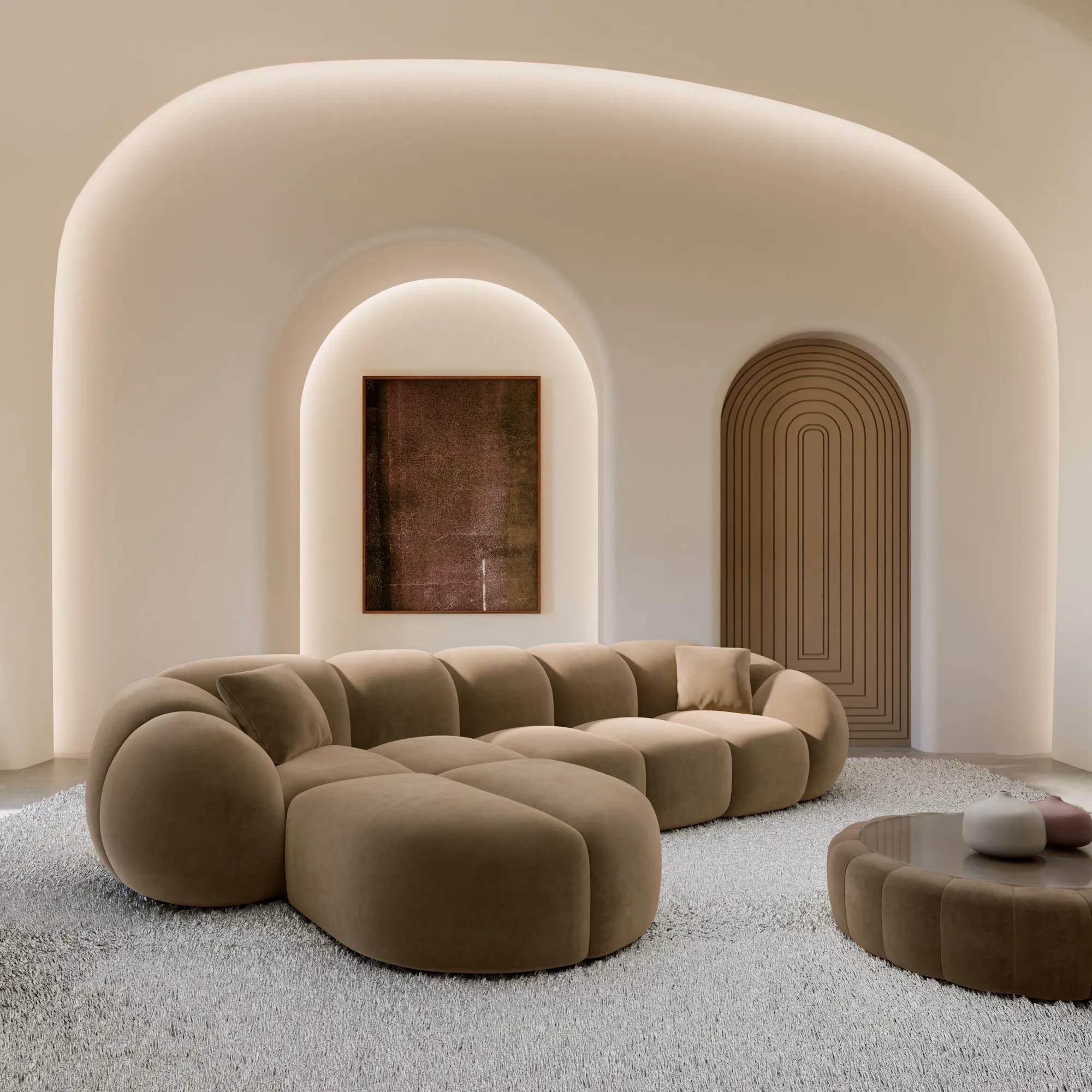 Samtstoff L-Form Sofa Savira – Bild 14