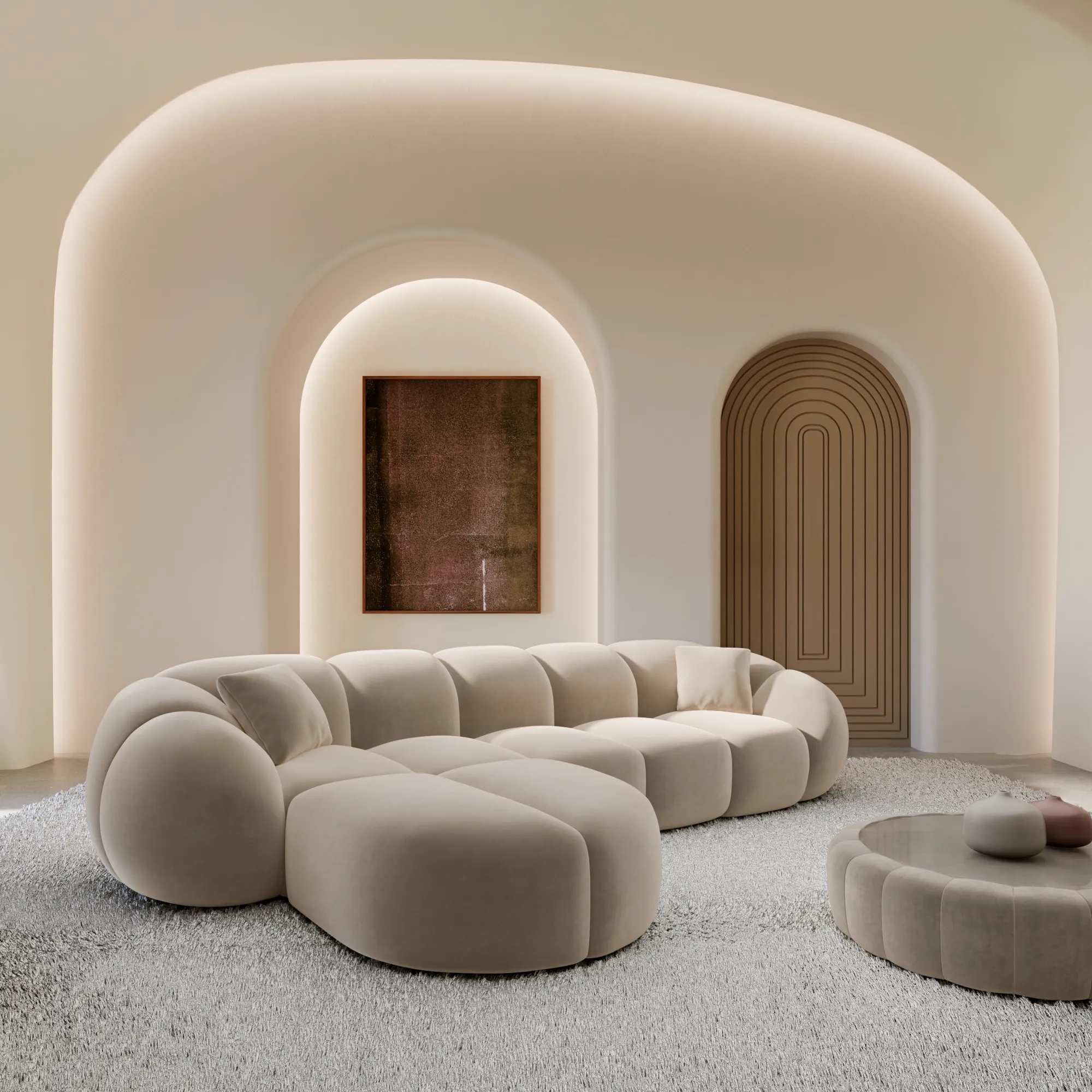 Samtstoff L-Form Sofa Savira – Bild 15