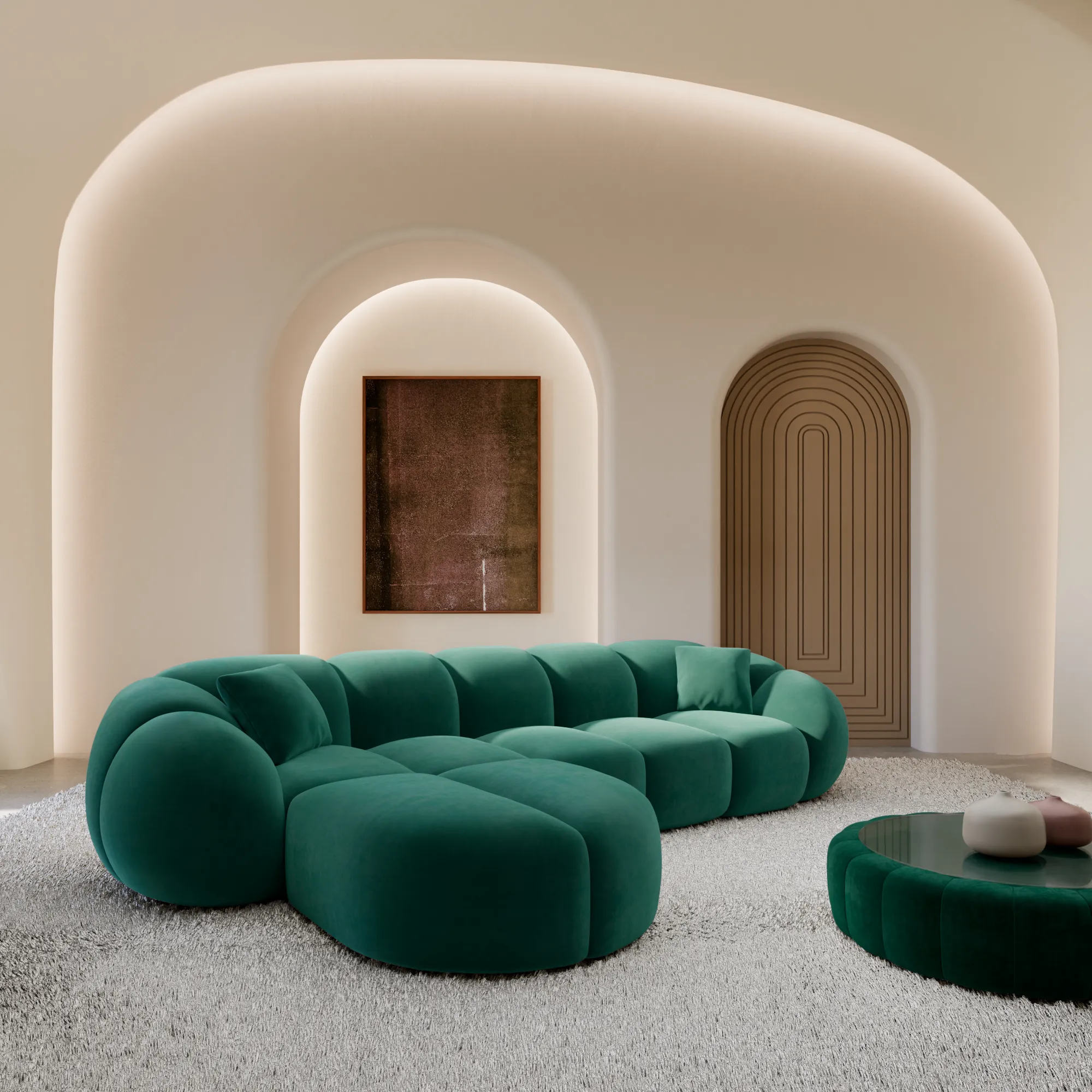 Samtstoff L-Form Sofa Savira – Bild 17