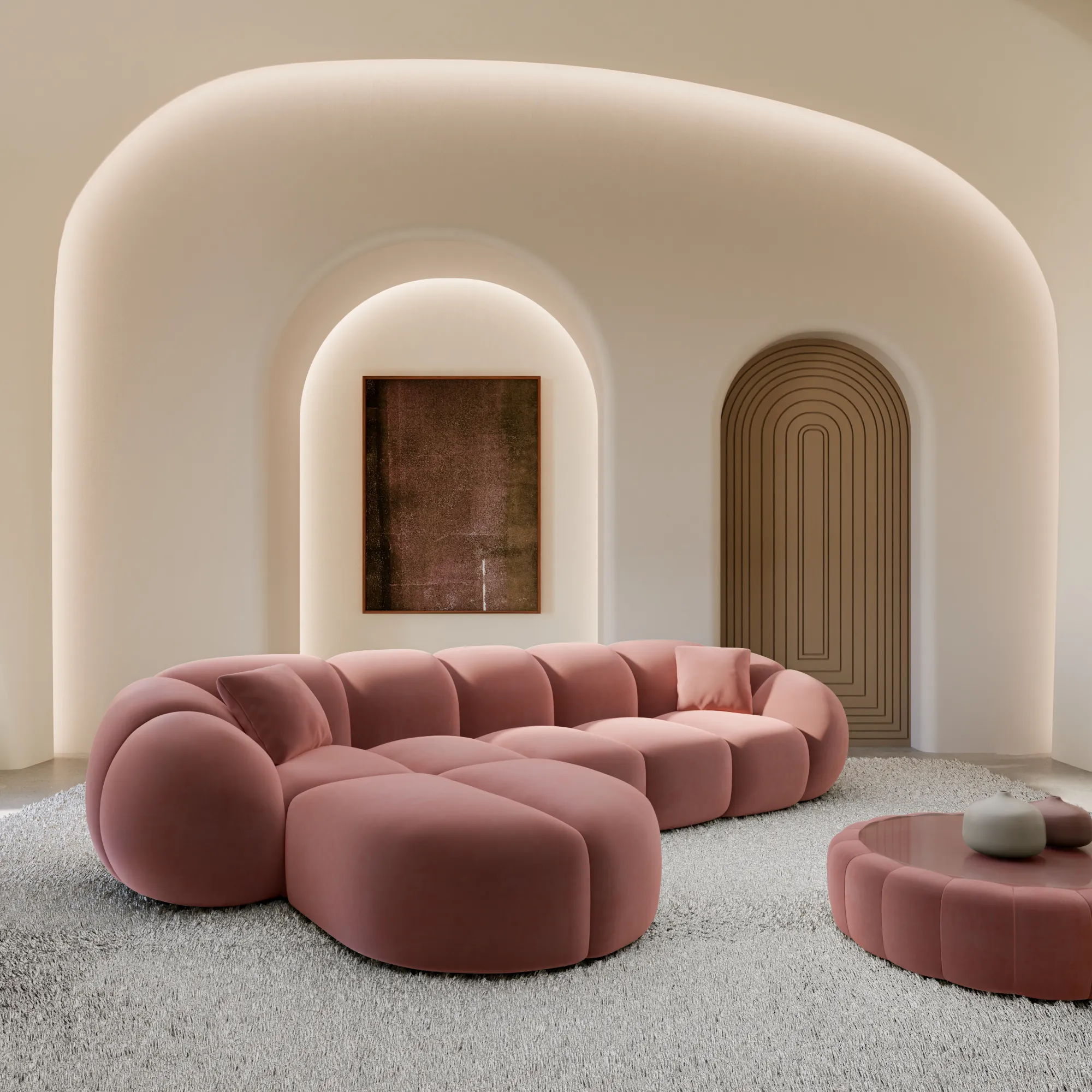 Samtstoff L-Form Sofa Savira – Bild 20