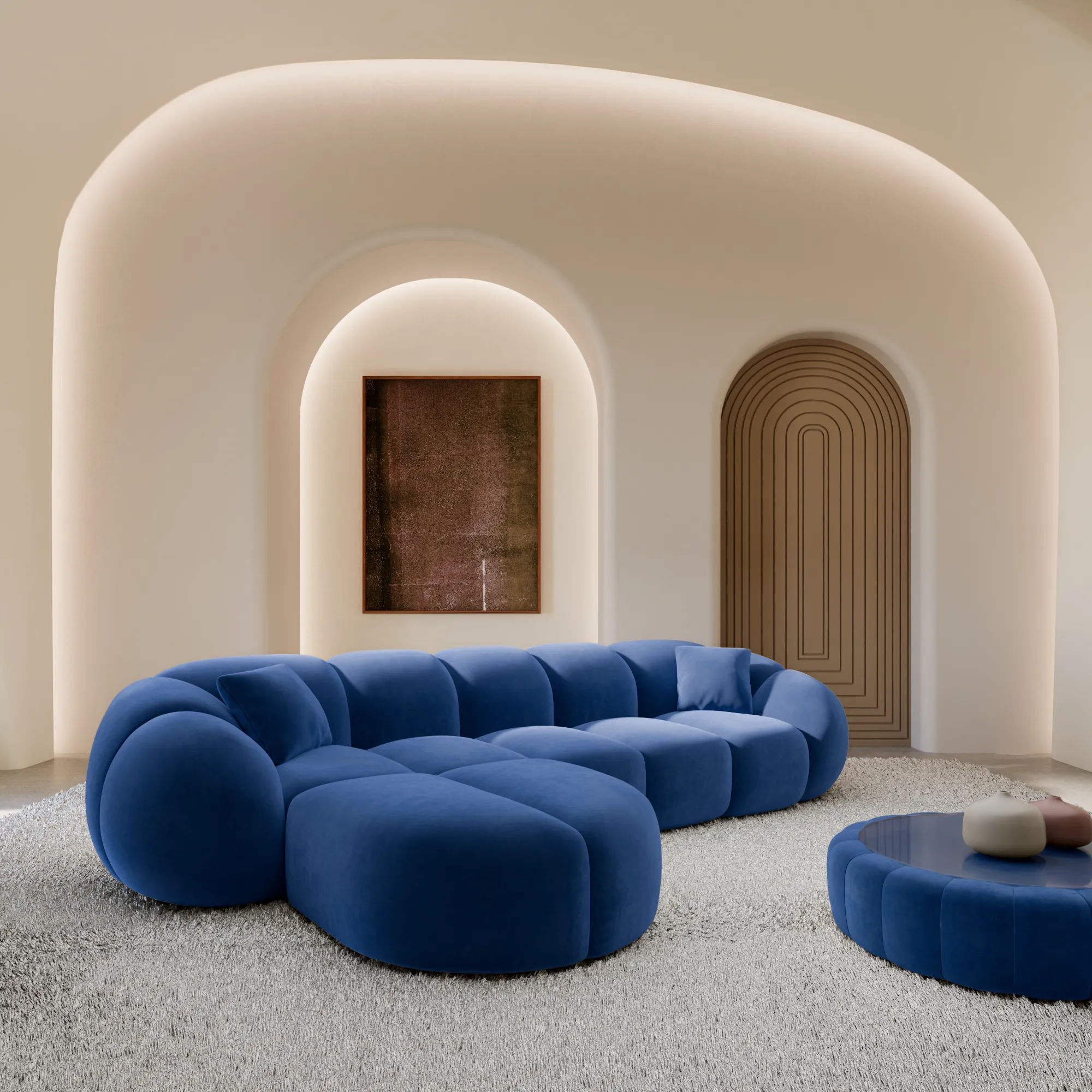 Samtstoff L-Form Sofa Savira – Bild 21