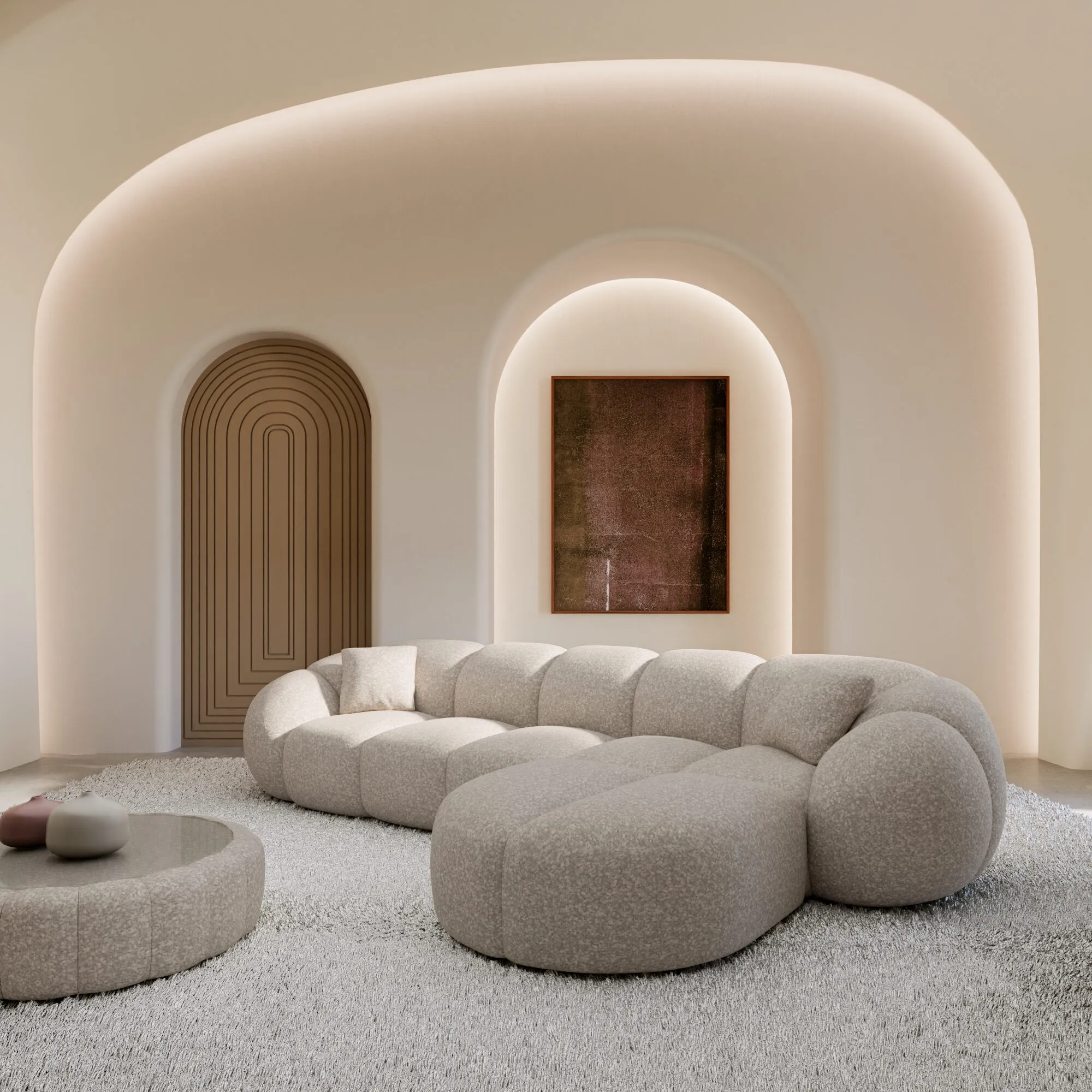 Bouclé L-Form Sofa Savira – Bild 2