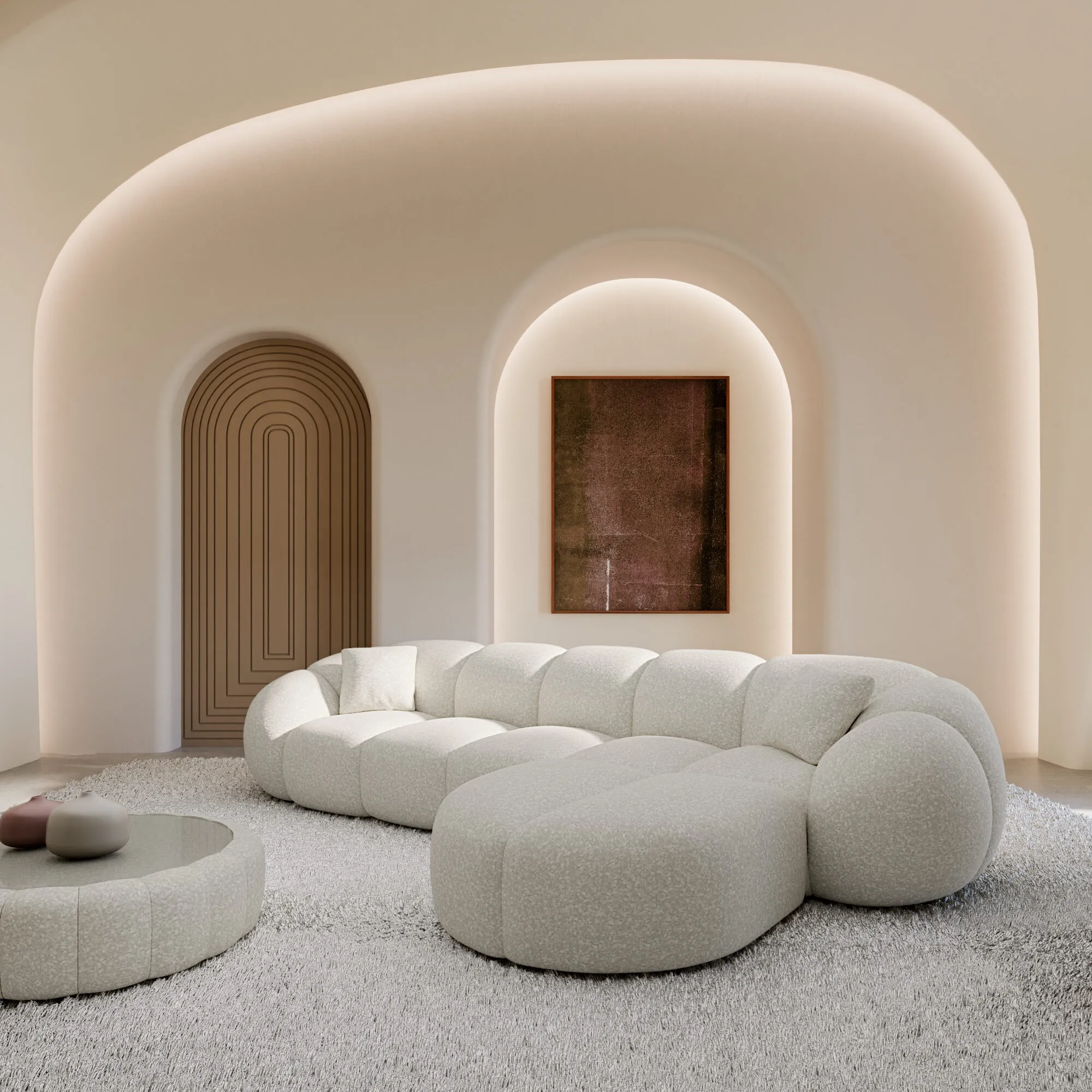 Bouclé L-Form Sofa Savira – Bild 3
