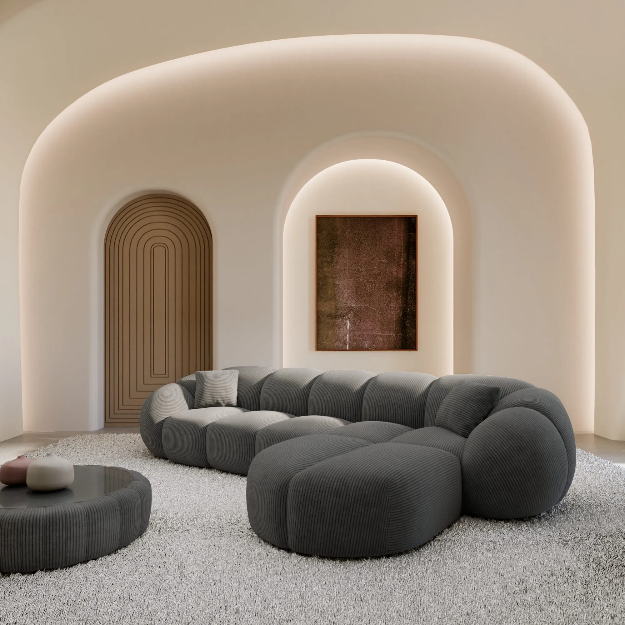 Cord L-Form Sofa Savira – Bild 7