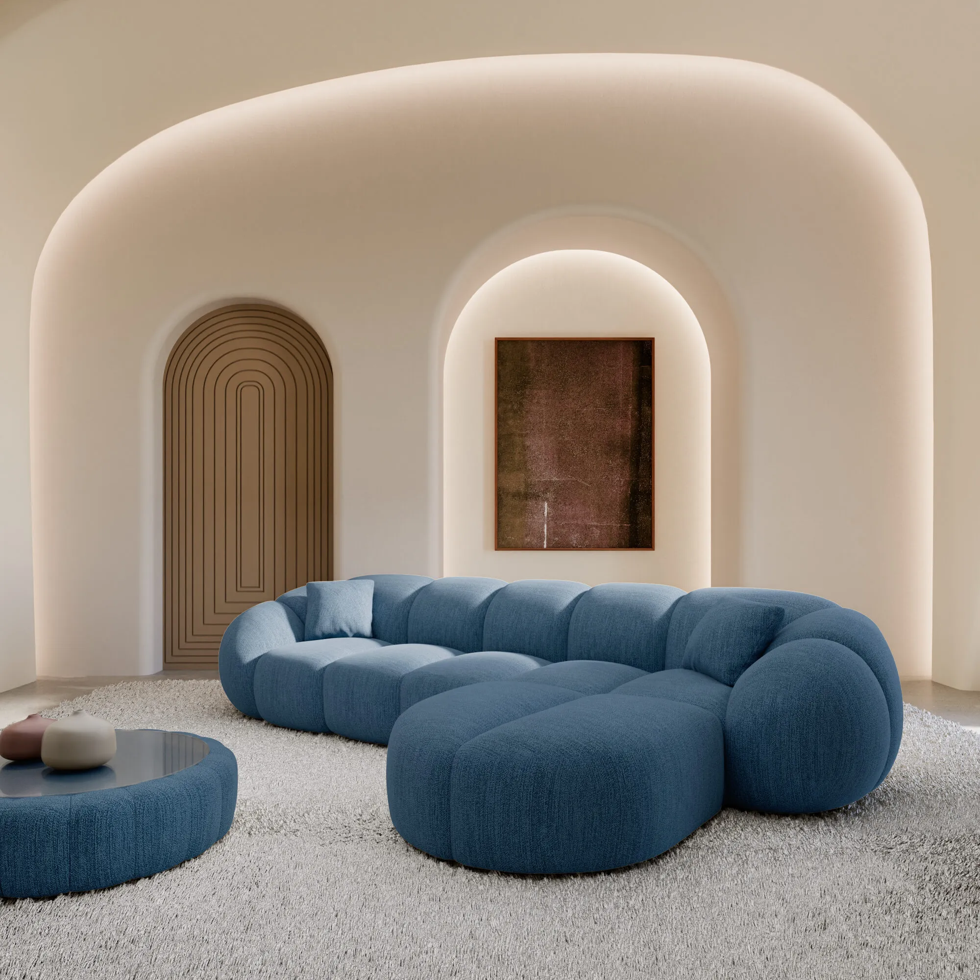 Strukturstoff L-Form Sofa Savira – Bild 20