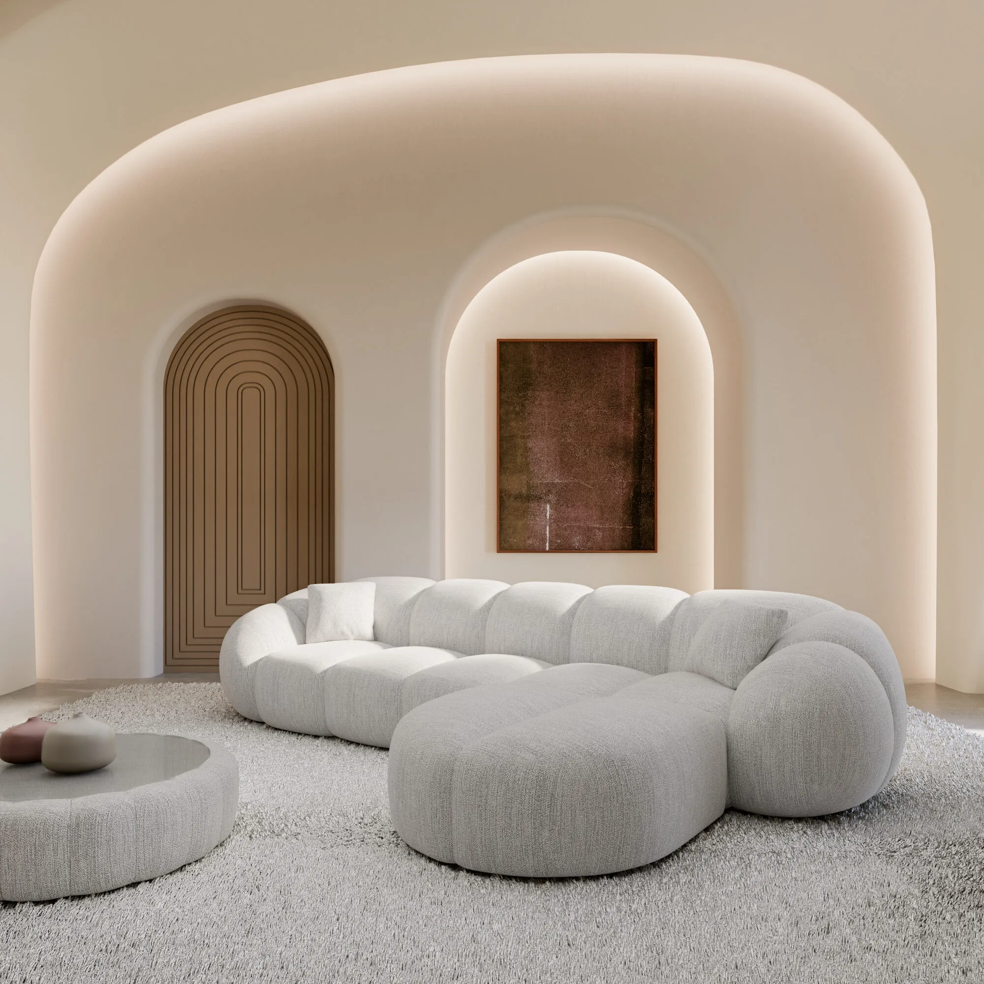 Strukturstoff L-Form Sofa Savira – Bild 4