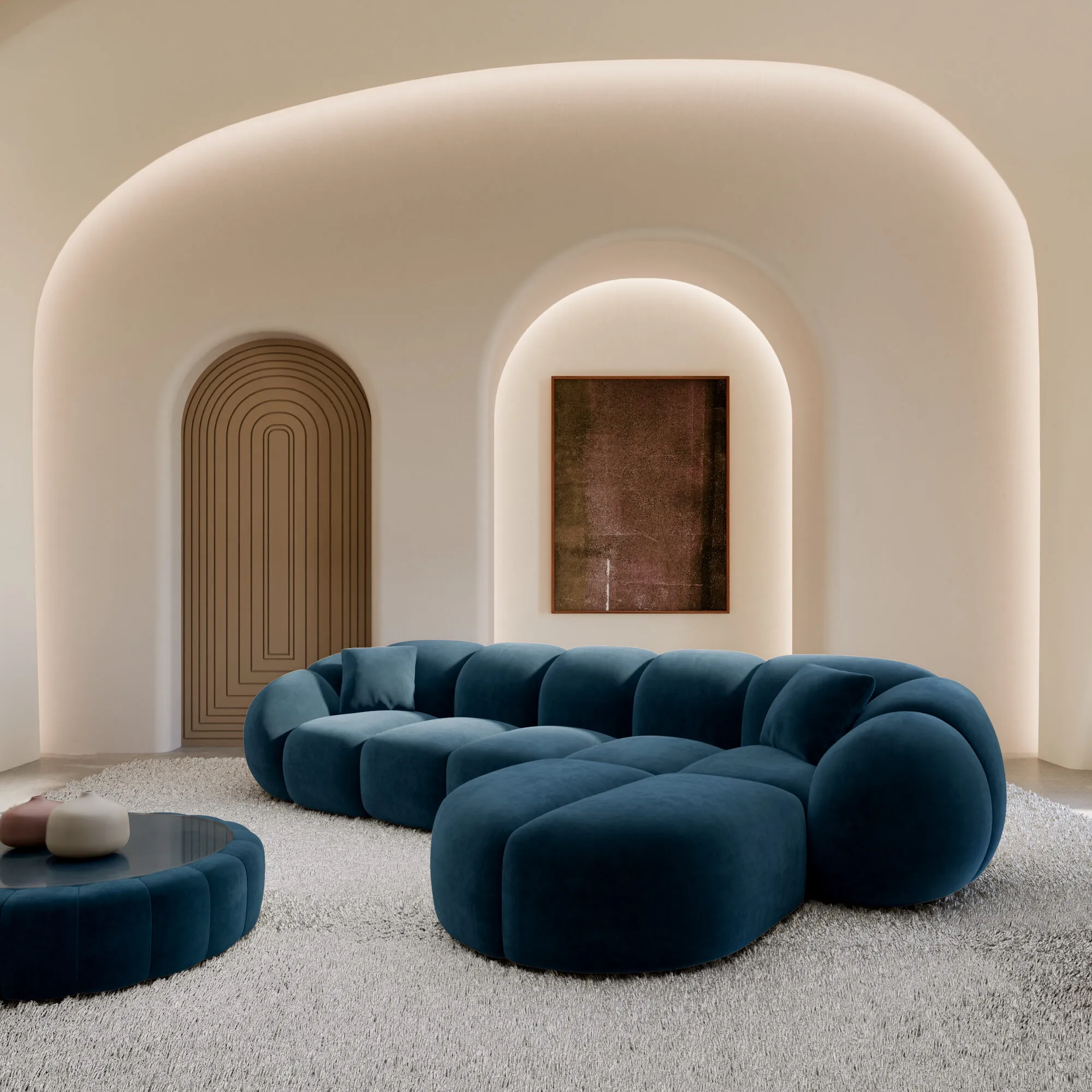 Samtstoff L-Form Sofa Savira – Bild 7