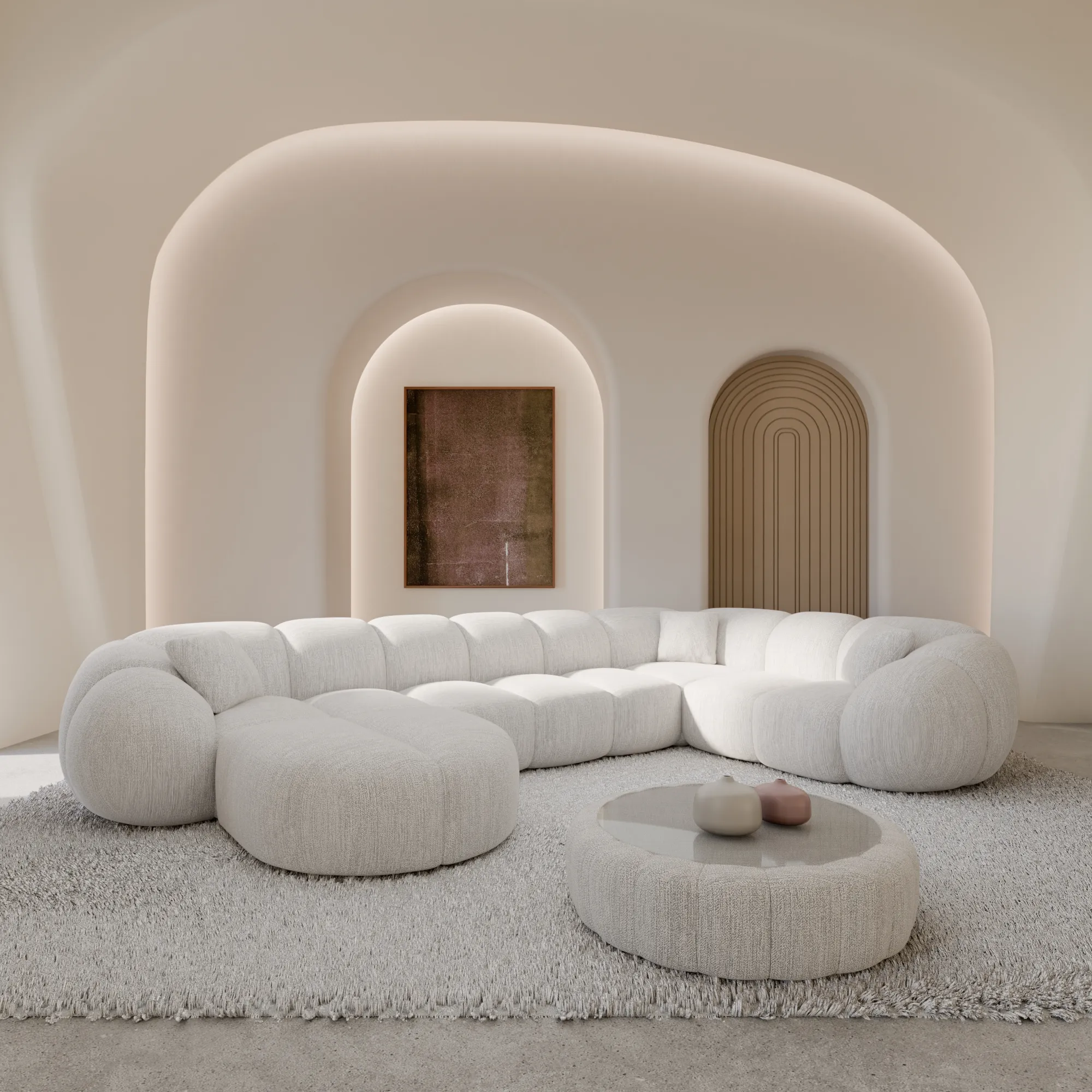 Strukturstoff U-Form XL Wohnlandschaft Savira – Bild 6