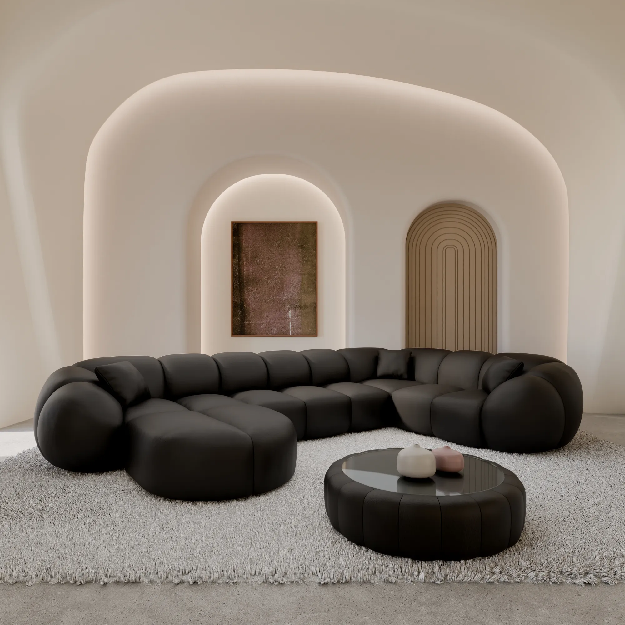Echtleder U-Form XL Wohnlandschaft Savira – Bild 10