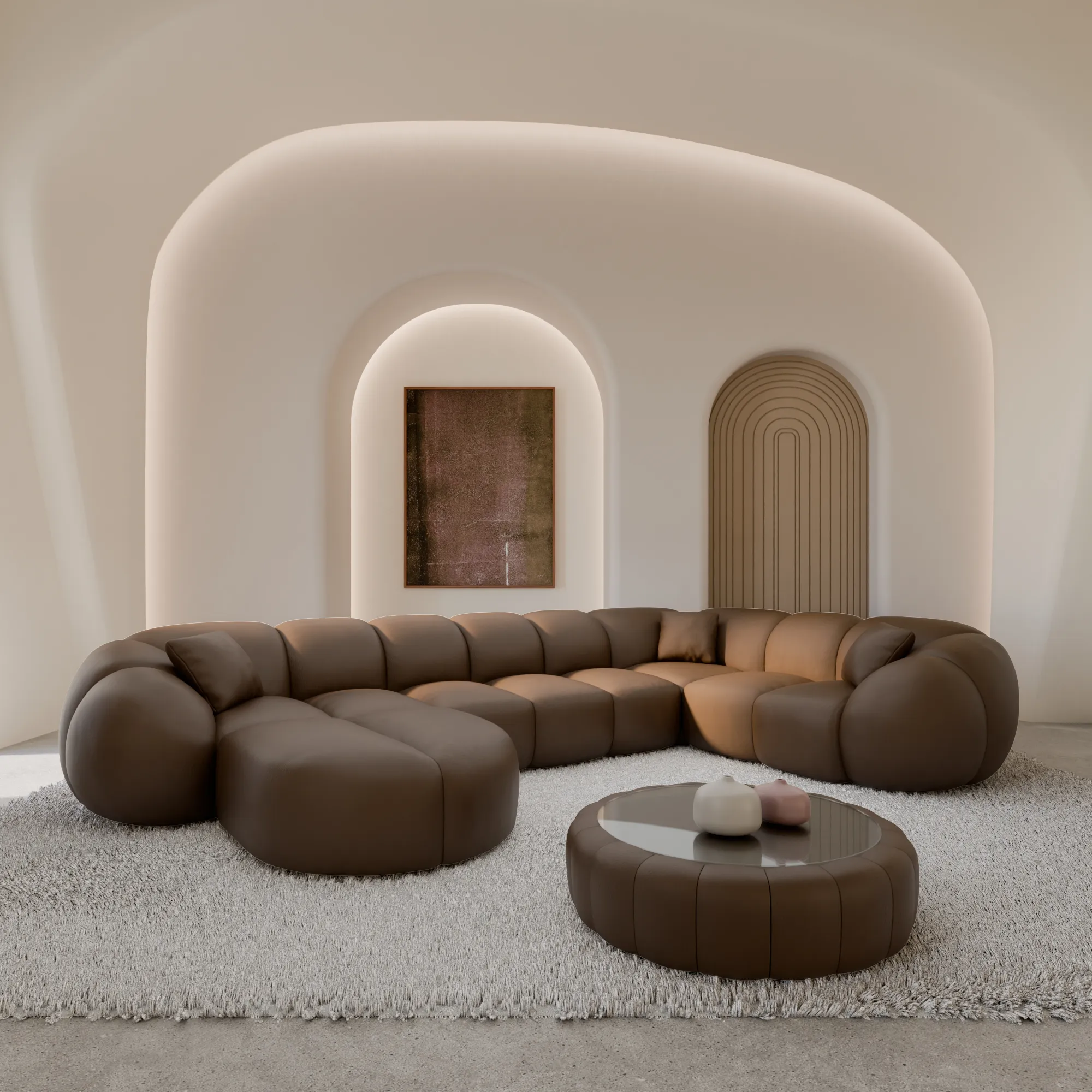Echtleder U-Form XL Wohnlandschaft Savira – Bild 13