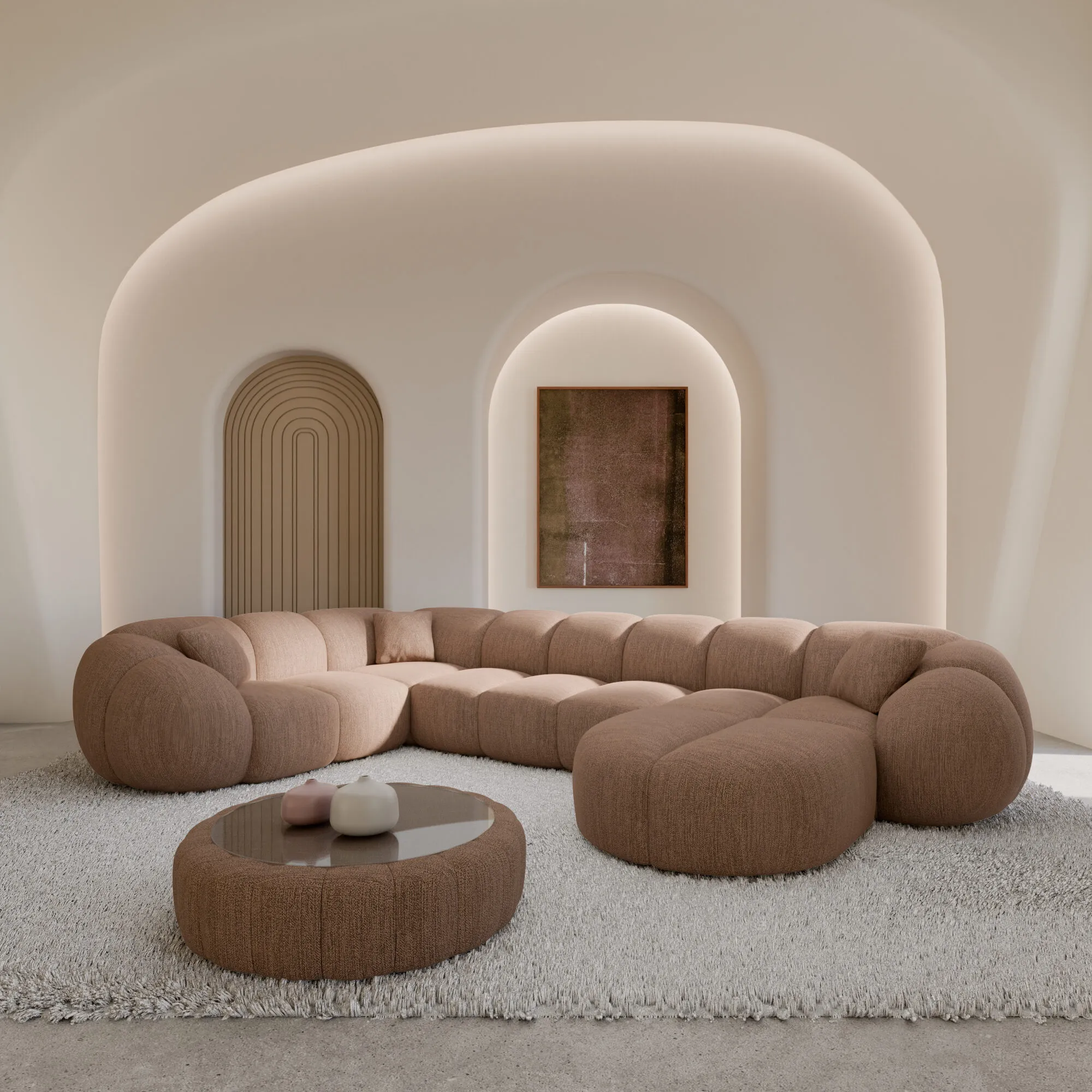 Strukturstoff U-Form XL Wohnlandschaft Savira – Bild 10