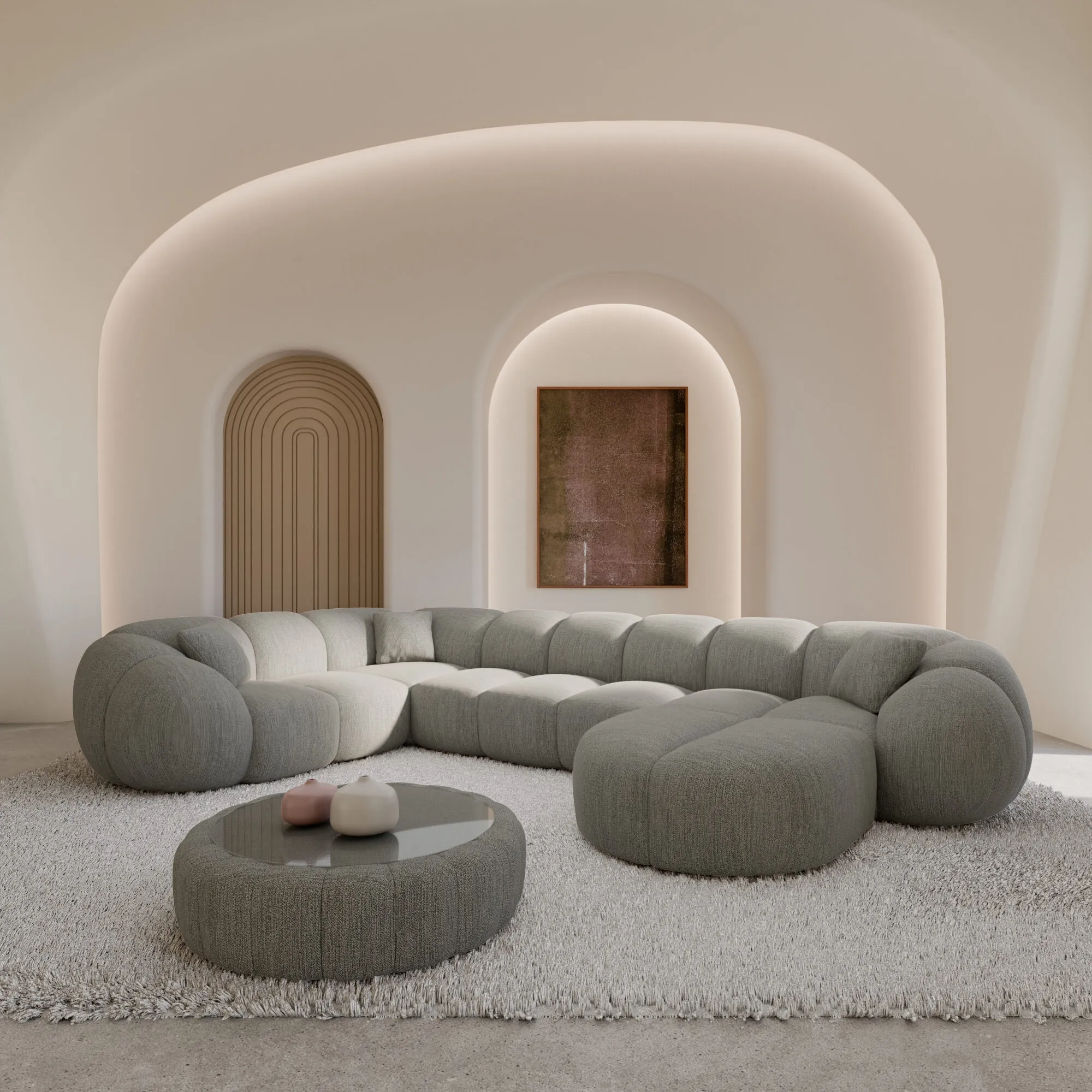 Strukturstoff U-Form XL Wohnlandschaft Savira – Bild 14