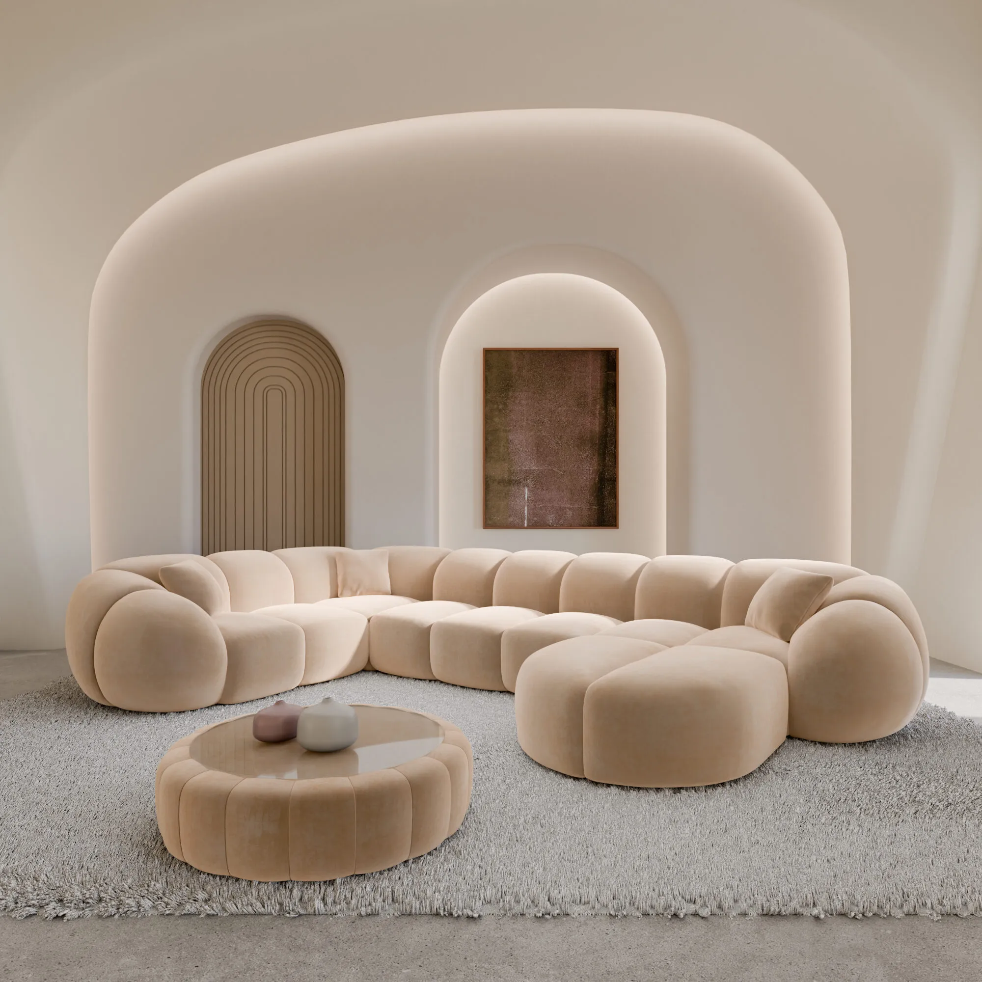 Samtstoff U-Form XL Wohnlandschaft Savira – Bild 16