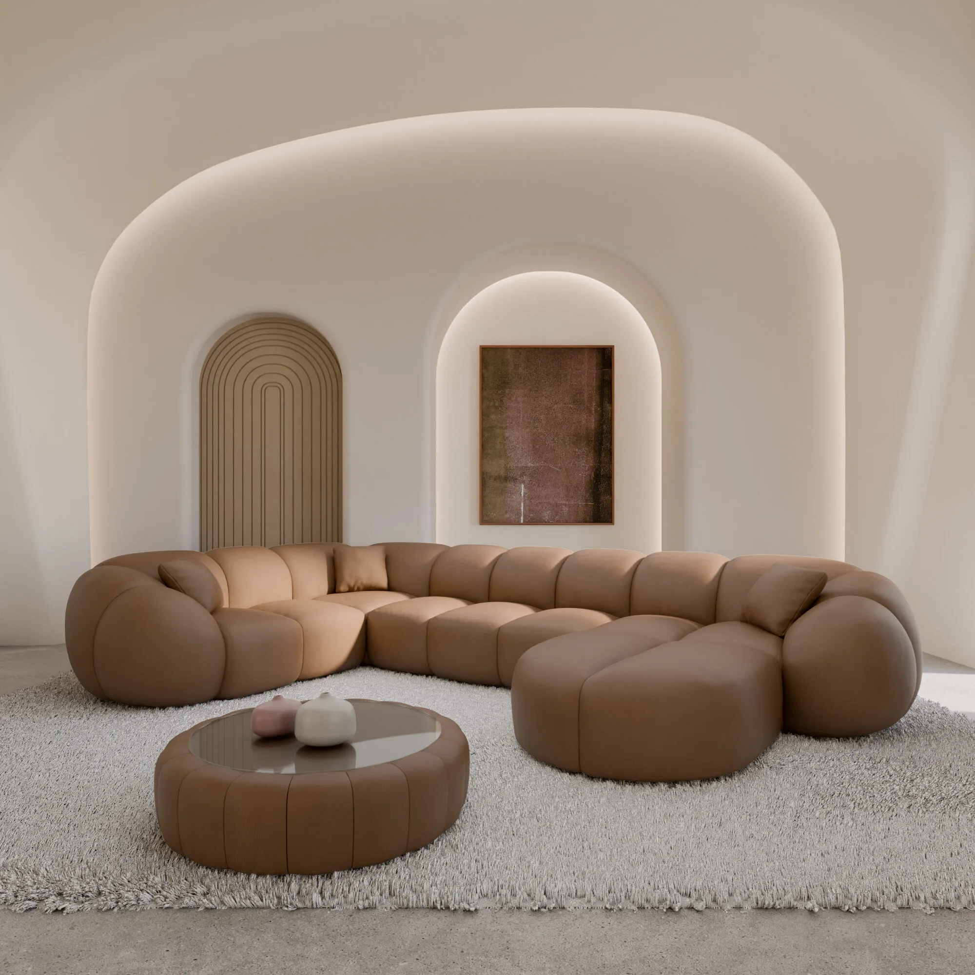 Echtleder U-Form XL Wohnlandschaft Savira – Bild 3