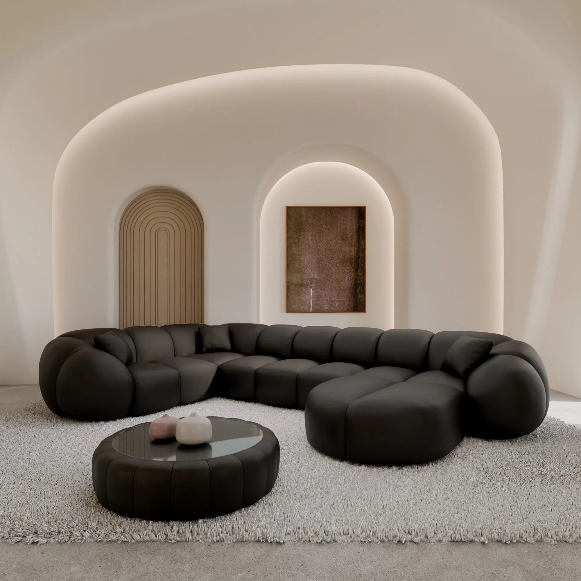 Kunstleder U-Form XL Wohnlandschaft Savira – Bild 12