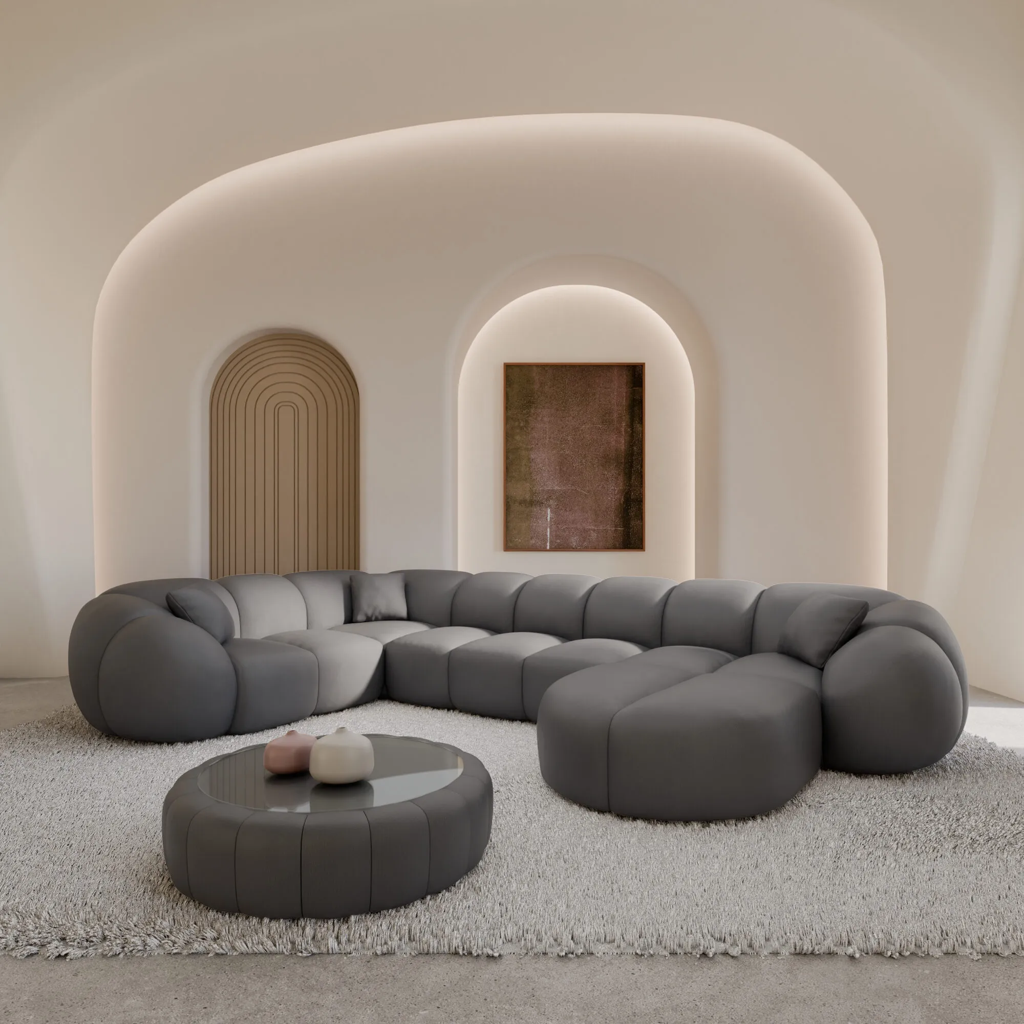 Kunstleder U-Form XL Wohnlandschaft Savira – Bild 16