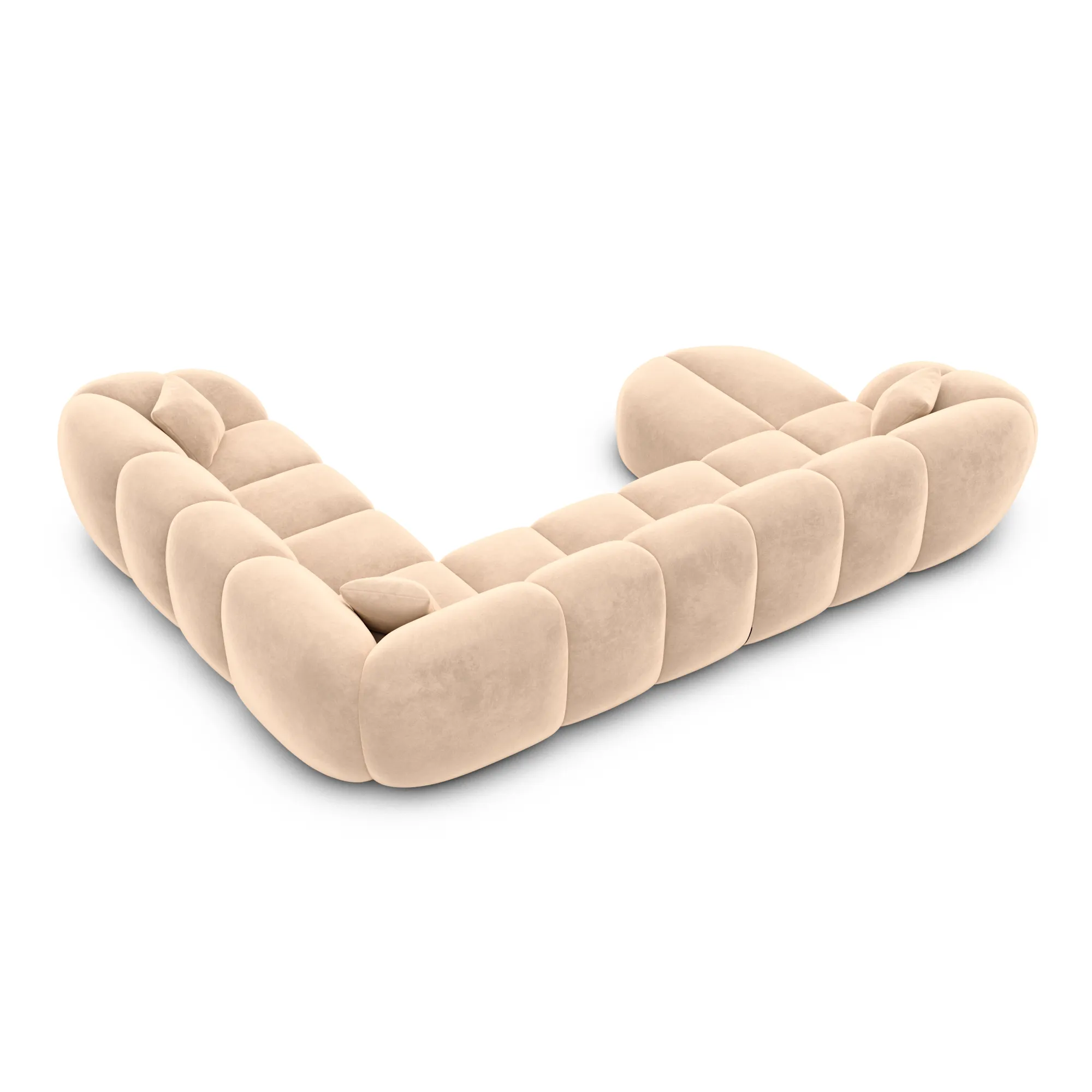 Samtstoff U-Form XXL Wohnlandschaft Savira – Bild 60
