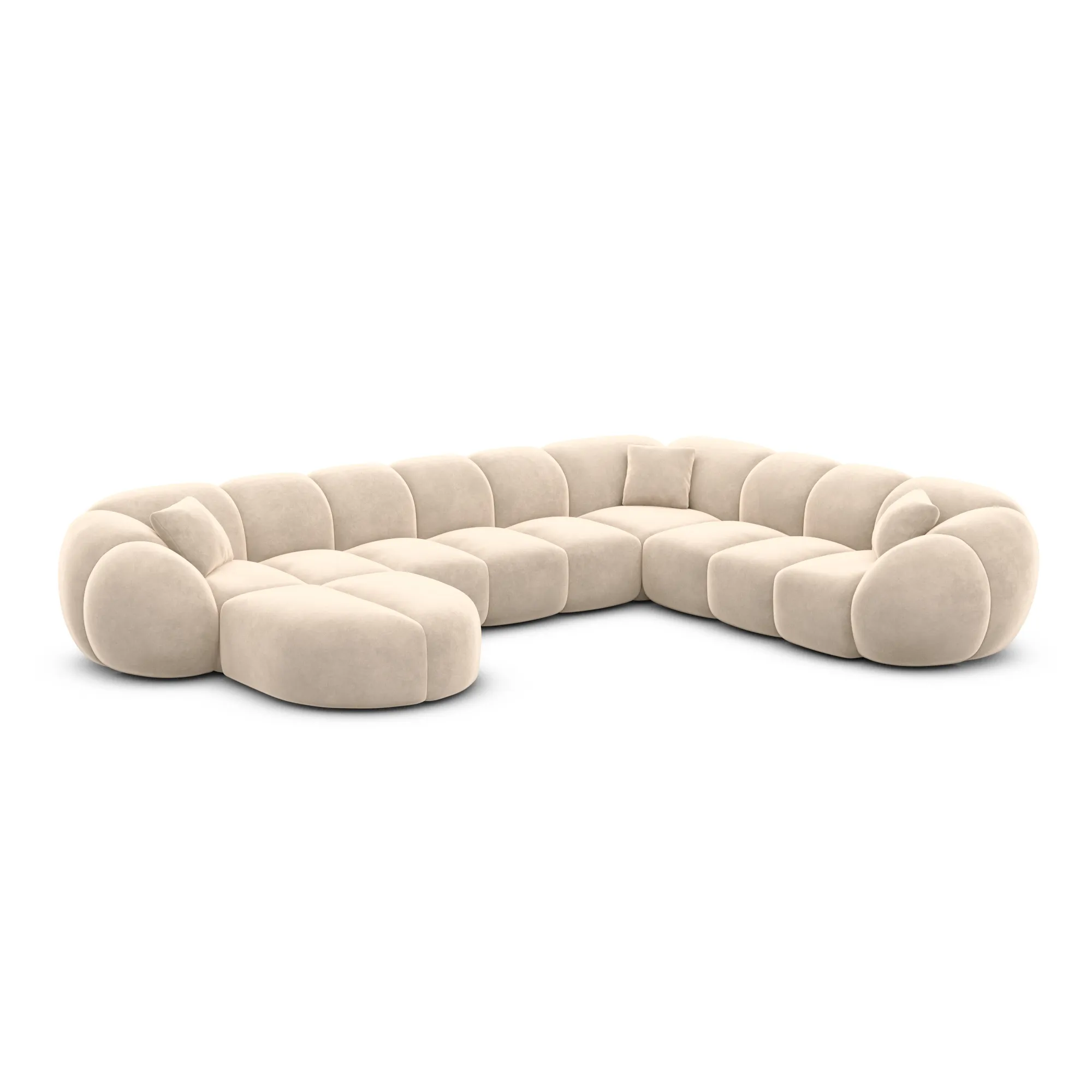 Samtstoff U-Form XXL Wohnlandschaft Savira – Bild 67