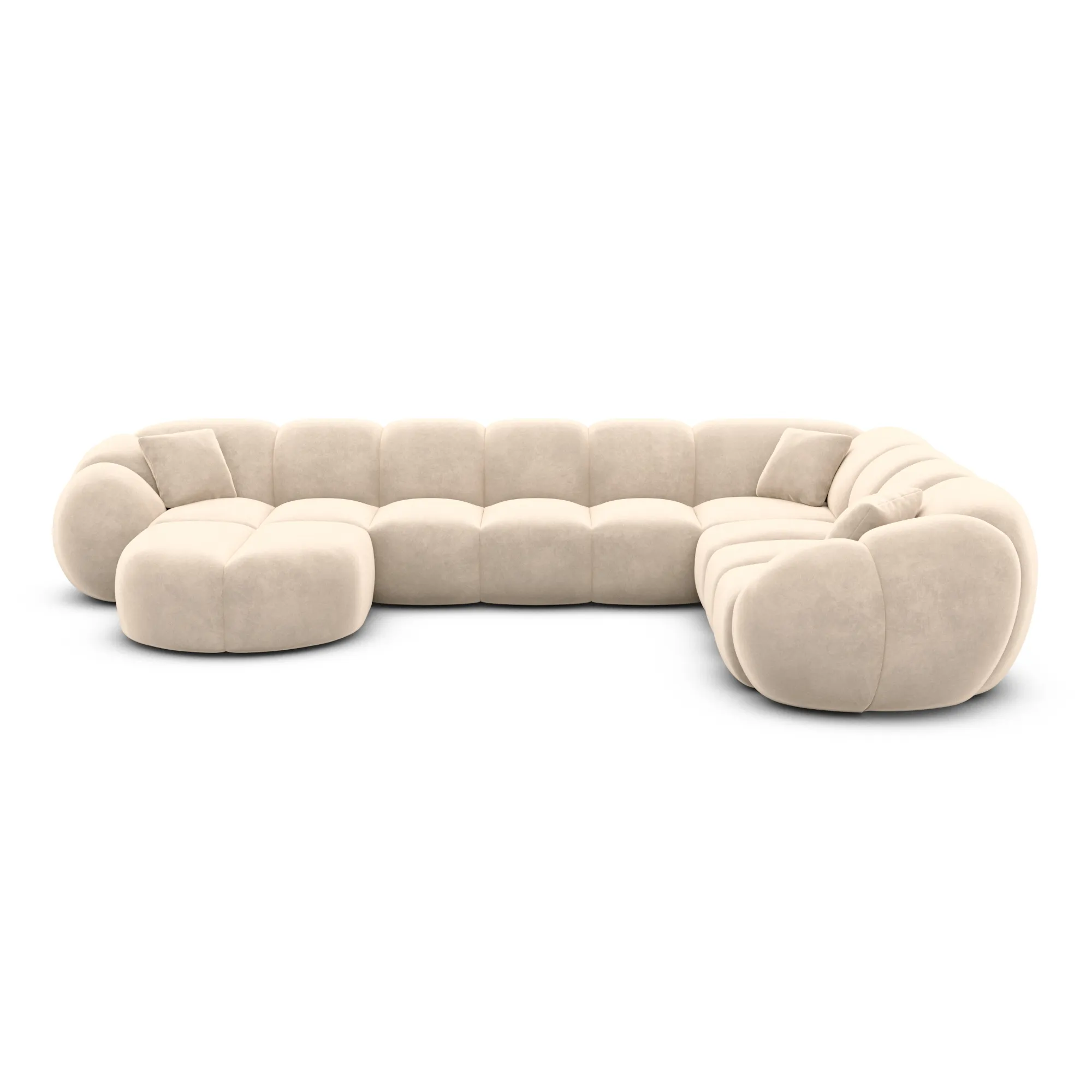 Samtstoff U-Form XXL Wohnlandschaft Savira – Bild 68