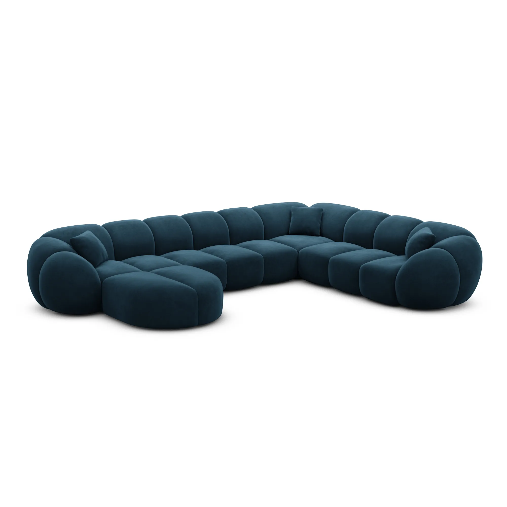 Samtstoff U-Form XXL Wohnlandschaft Savira – Bild 79