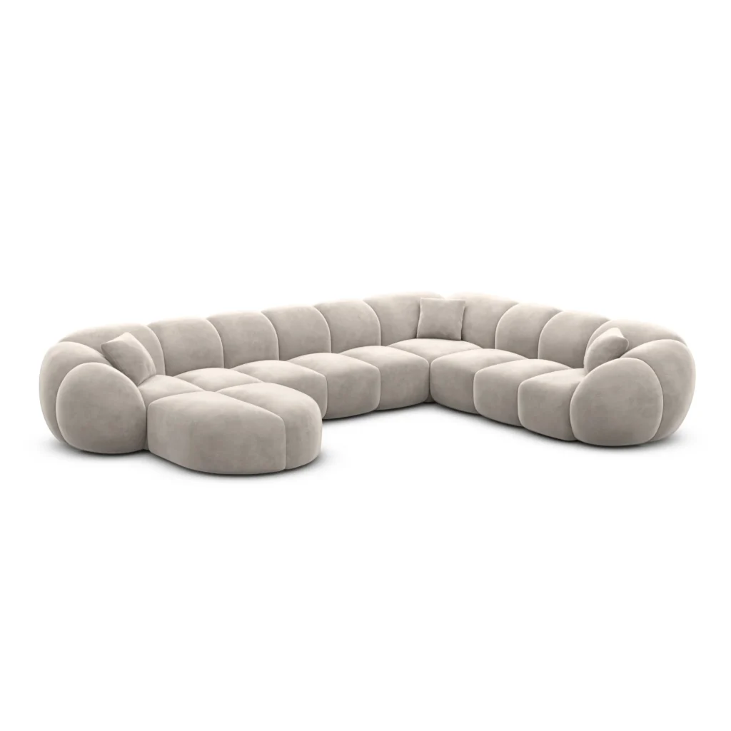 Samtstoff U-Form XXL Wohnlandschaft Savira