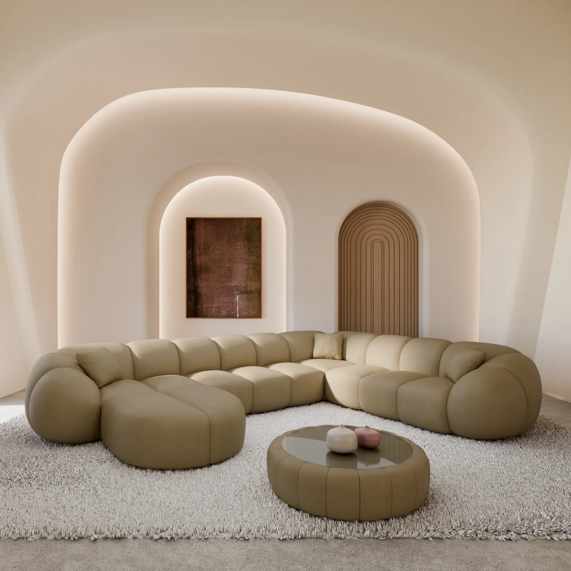 Kunstleder U-Form XXL Wohnlandschaft Savira – Bild 16