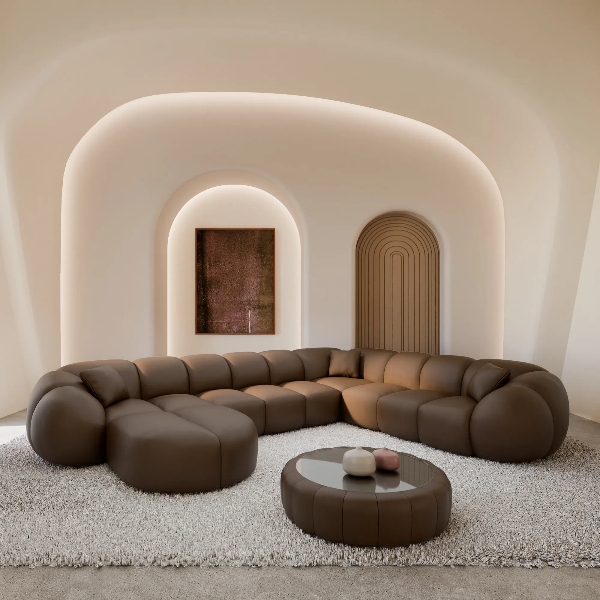 Kunstleder U-Form XXL Wohnlandschaft Savira