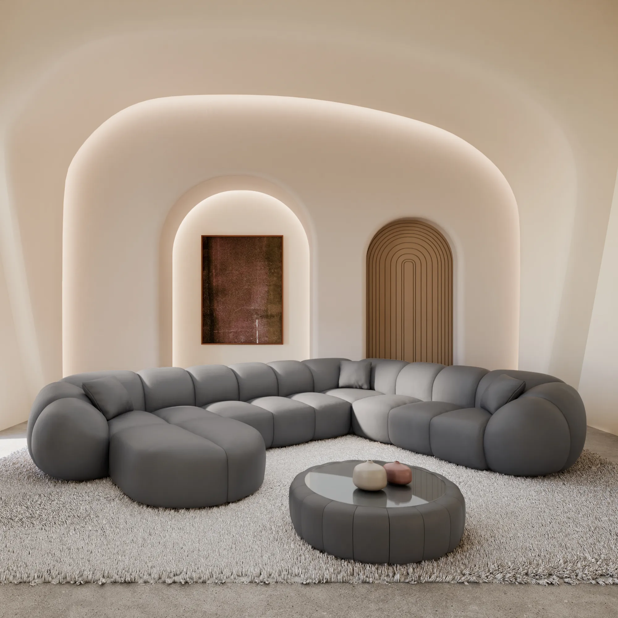 Kunstleder U-Form XXL Wohnlandschaft Savira – Bild 2