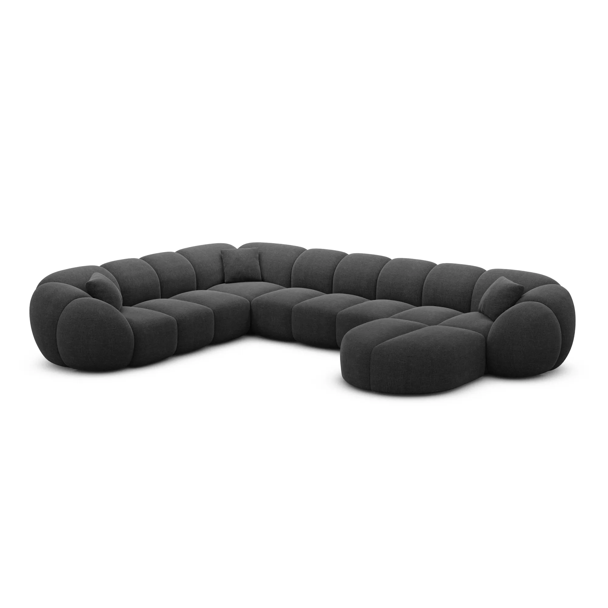 Strukturstoff U-Form XXL Wohnlandschaft Savira – Bild 39