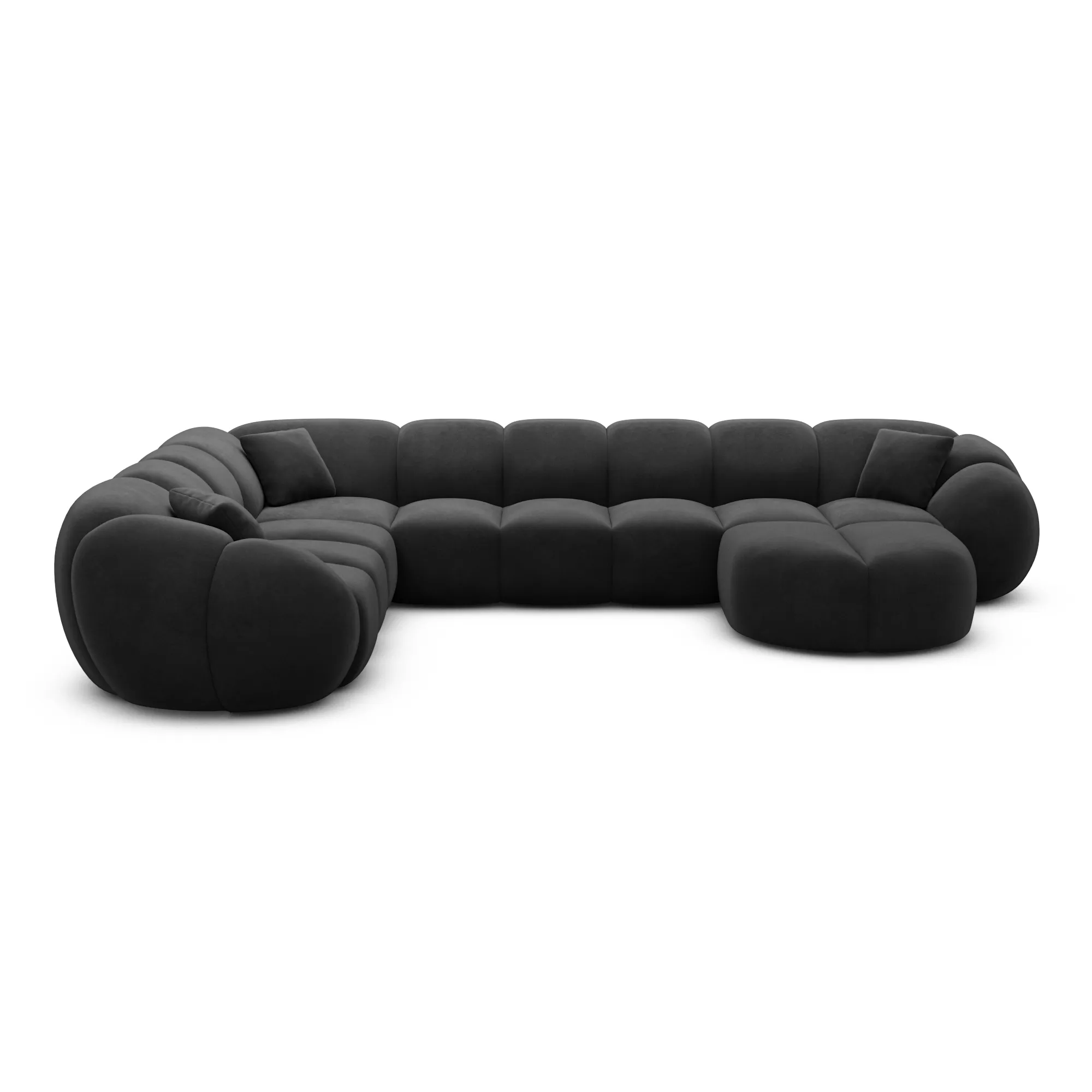 Samtstoff U-Form XXL Wohnlandschaft Savira – Bild 26