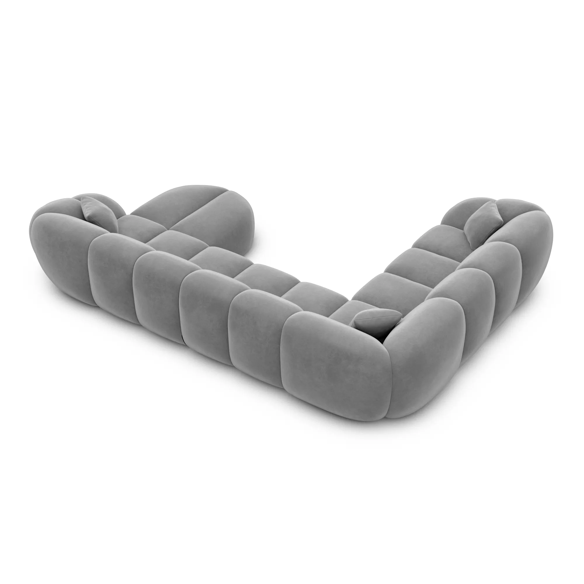 Samtstoff U-Form XXL Wohnlandschaft Savira – Bild 36