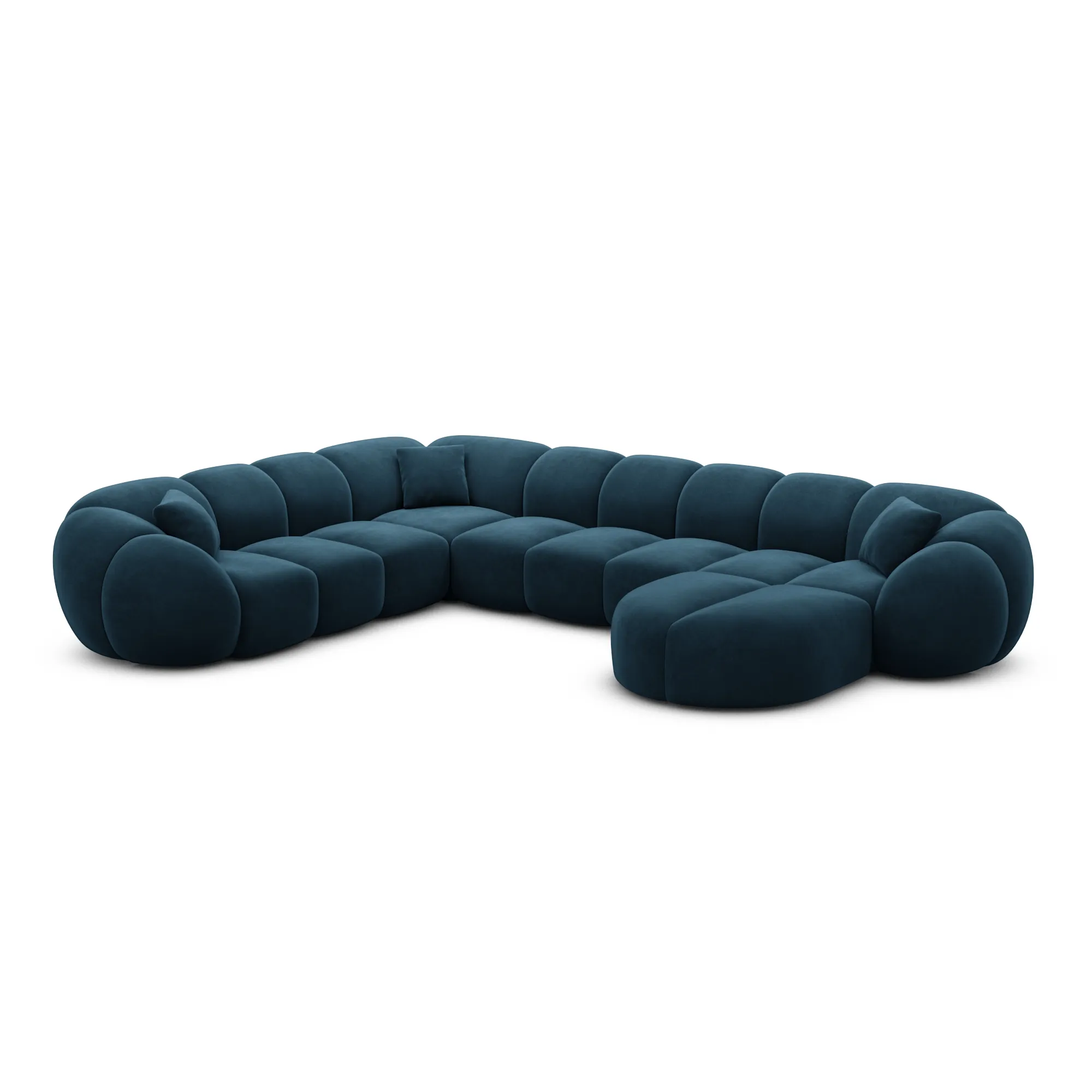Samtstoff U-Form XXL Wohnlandschaft Savira – Bild 43