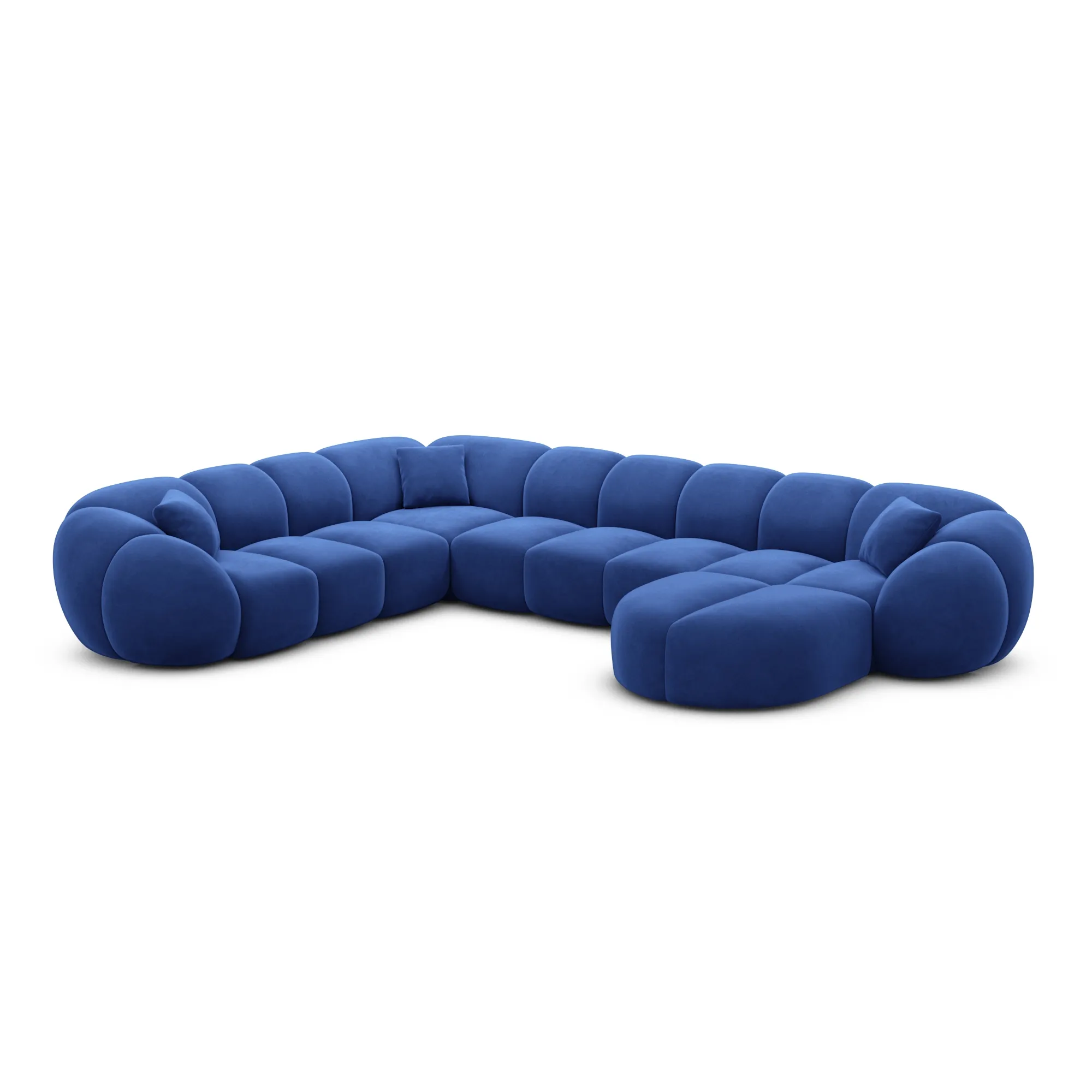 Samtstoff U-Form XXL Wohnlandschaft Savira – Bild 49